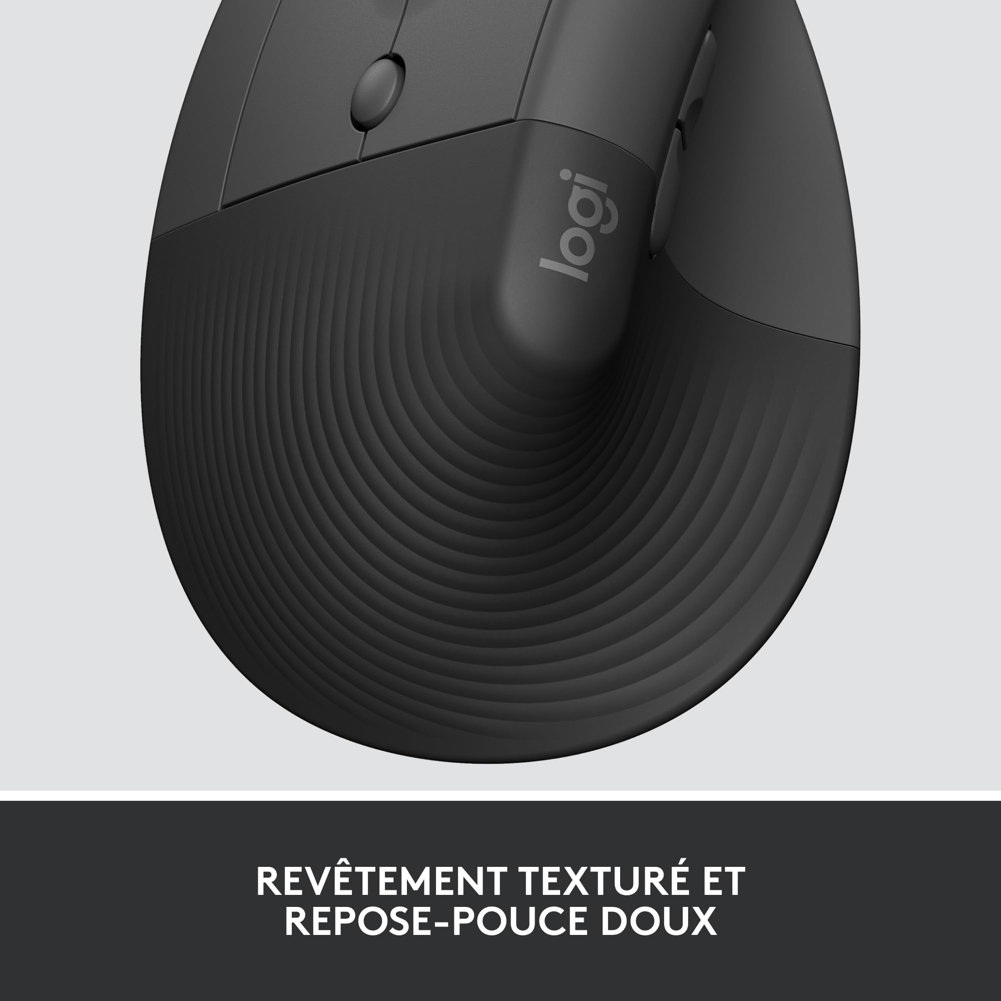 Logitech Lift for Business Gauche, Souris Ergonomique Verticale pour Main Gauche, sans Fil, Bluetooth ou Logi Bolt USB sécurisé, silencieuse, Windows/Mac/Chrome/Linux - Graphite Petit