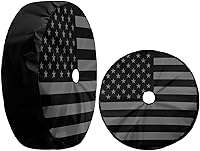 Vista 3 de Foruidea Cubierta de Neumático de Repuesto con Bandera Negra de América con Agujero para Cámara de Respaldo Cubierta de Neumático de Rueda