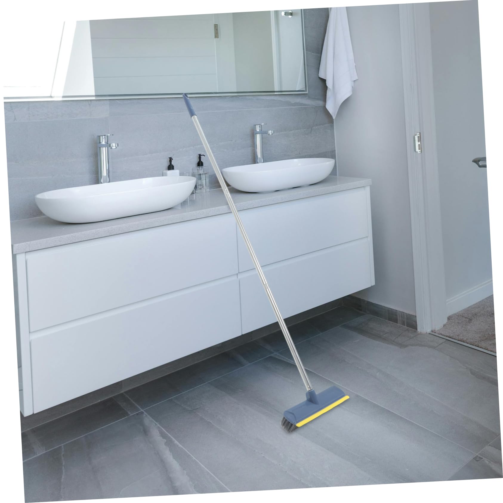 SOLUSTRE Bathroom Cleaner Indoor Broom Long Handle Scrub Brush Heavy Duty Outdoor Floor Scrubbing Brush