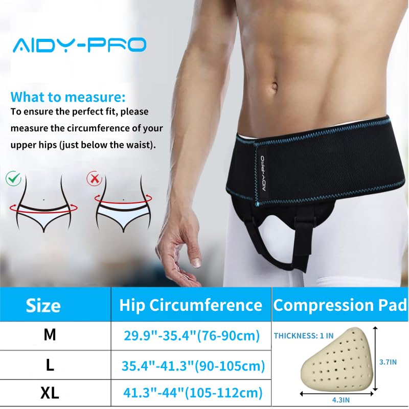 Miniatura 5 de Soporte de hernia inguinal para hombres y mujeres, braguero de hernia individualdoble, cinturón para hernias inguinales para hombres y mujeres con 2