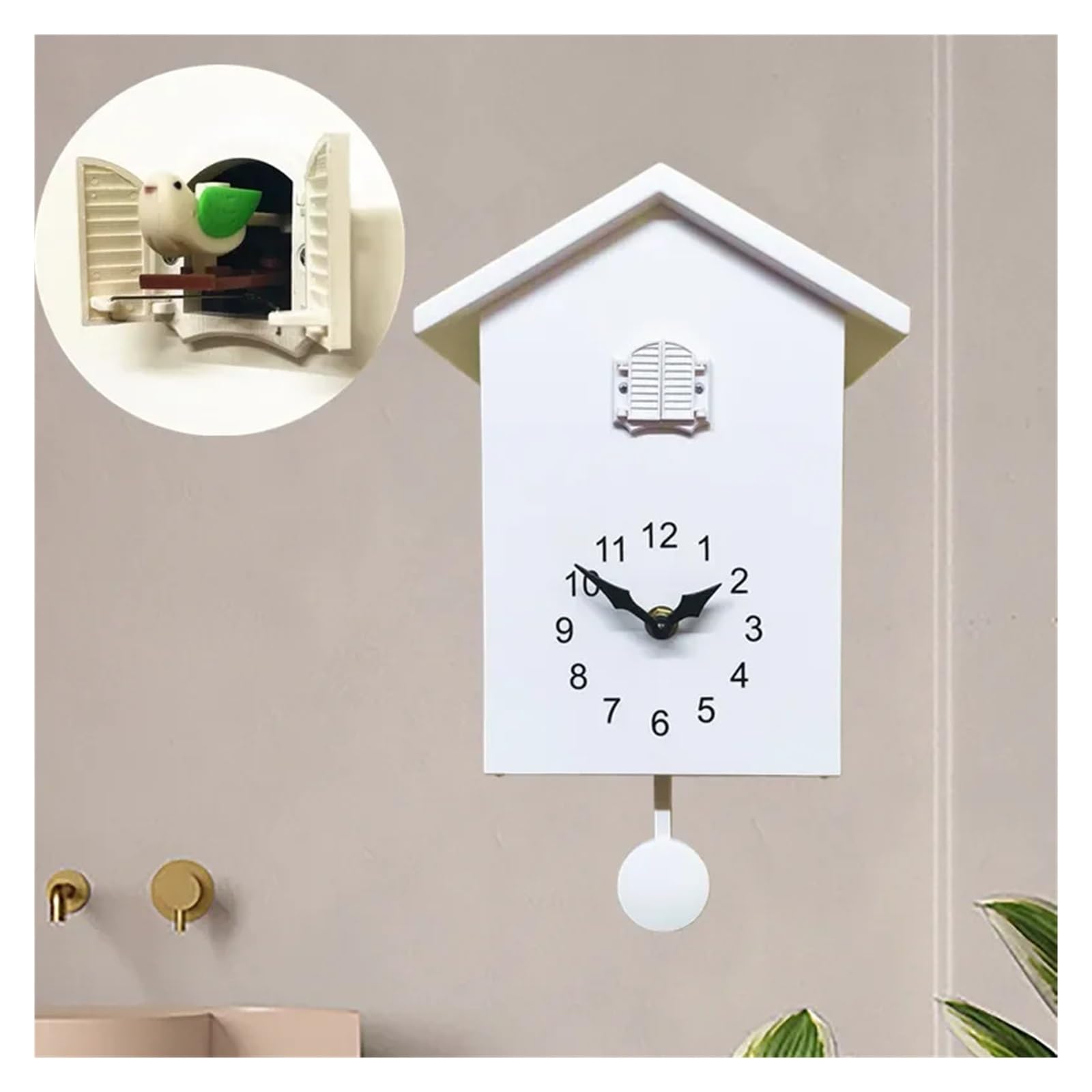 Relojes De Cuco Reloj de Cuco Creativo, Relojes silenciosos, decoración de Pared for el hogar, Reloj de Escritorio nórdico, Relojes de Pared, decoración de Sala de Estar, Ideas de Regalo(B)
