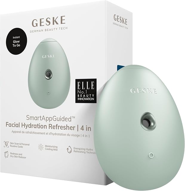 GESKE | SmartAppGuided Odświeżający krem nawilżający do twarzy | 4 w 1 | rozpylacz wody | parowiec do twarzy | strumień wody | pan twarz | Urządzenie do oczyszczania twarzy | panie | Kosmetyki