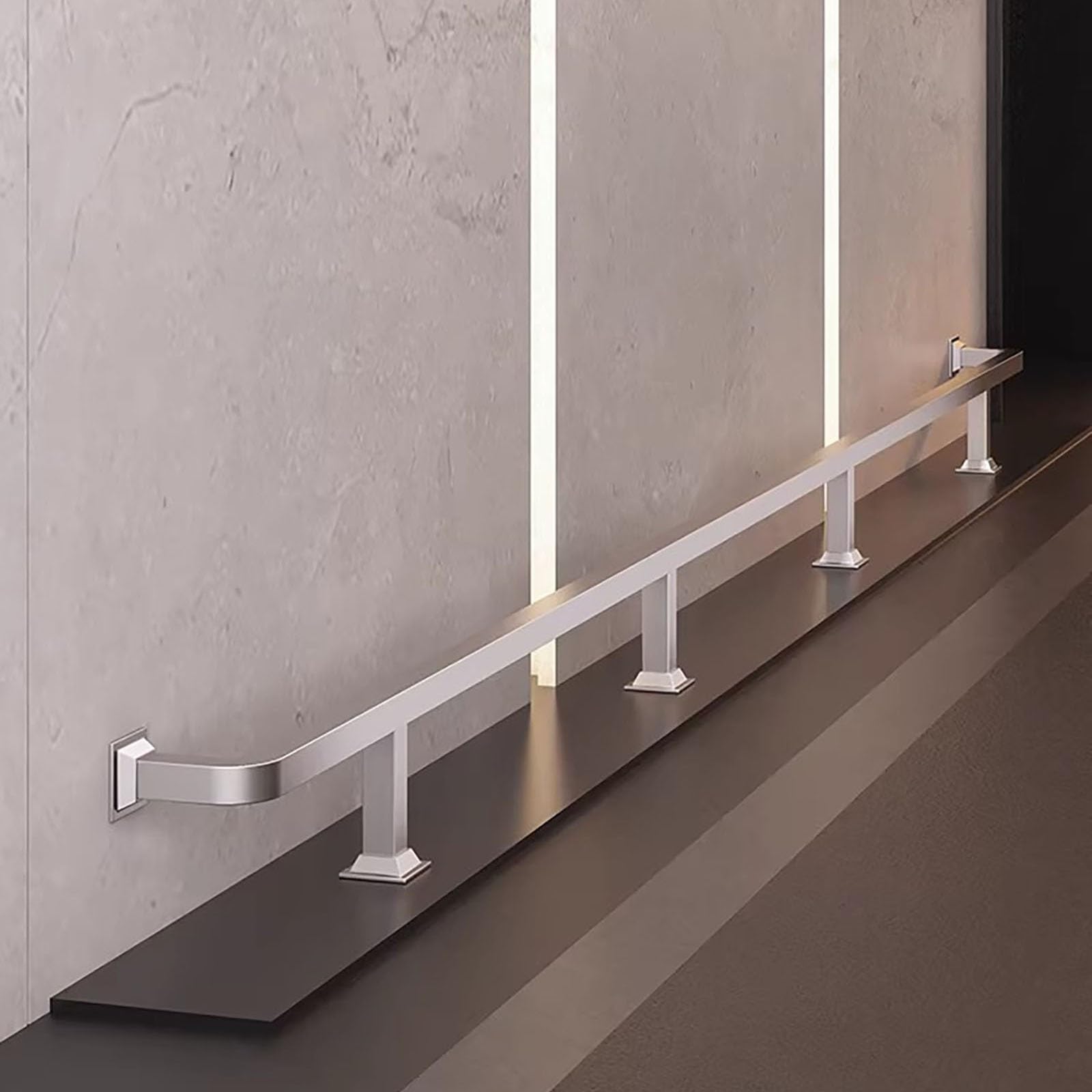 IvyLoutish Heavy Duty Stainless Steel Bar Foot Rail Kit - Customizable Square Foot Rest Tube for Indoor/Outdoor Use, Durable Bar Stool Railing, Silver Finish, 540cm/17.7ft