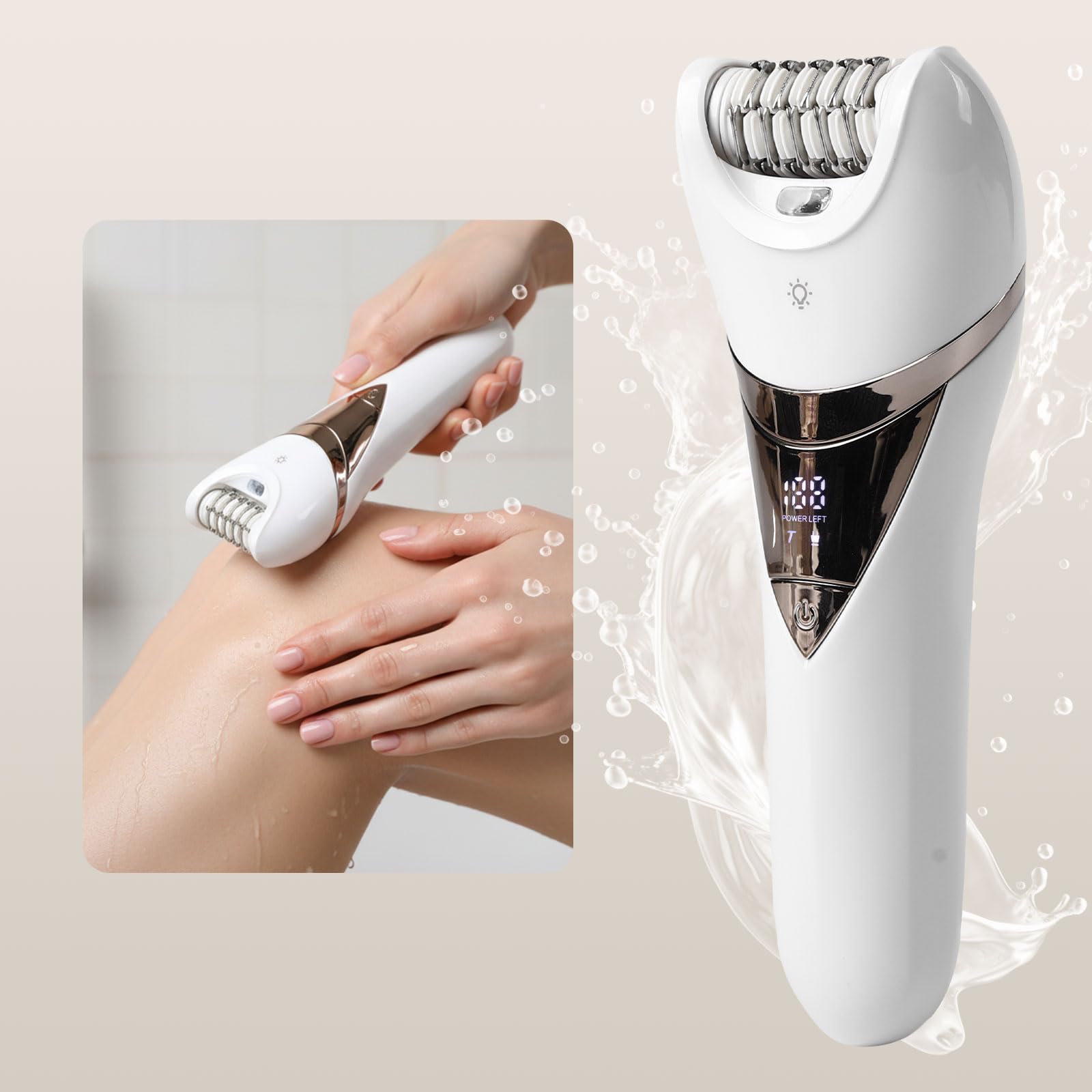 Electric Lady's Epilator,2in1 for Face, Chin, Arm, Leg, Armpit, Bikini Trimmer,Shave& Epilate, Wide Head for Fast Epilation,Wet & Dry Lady Shaver,2 Speeds