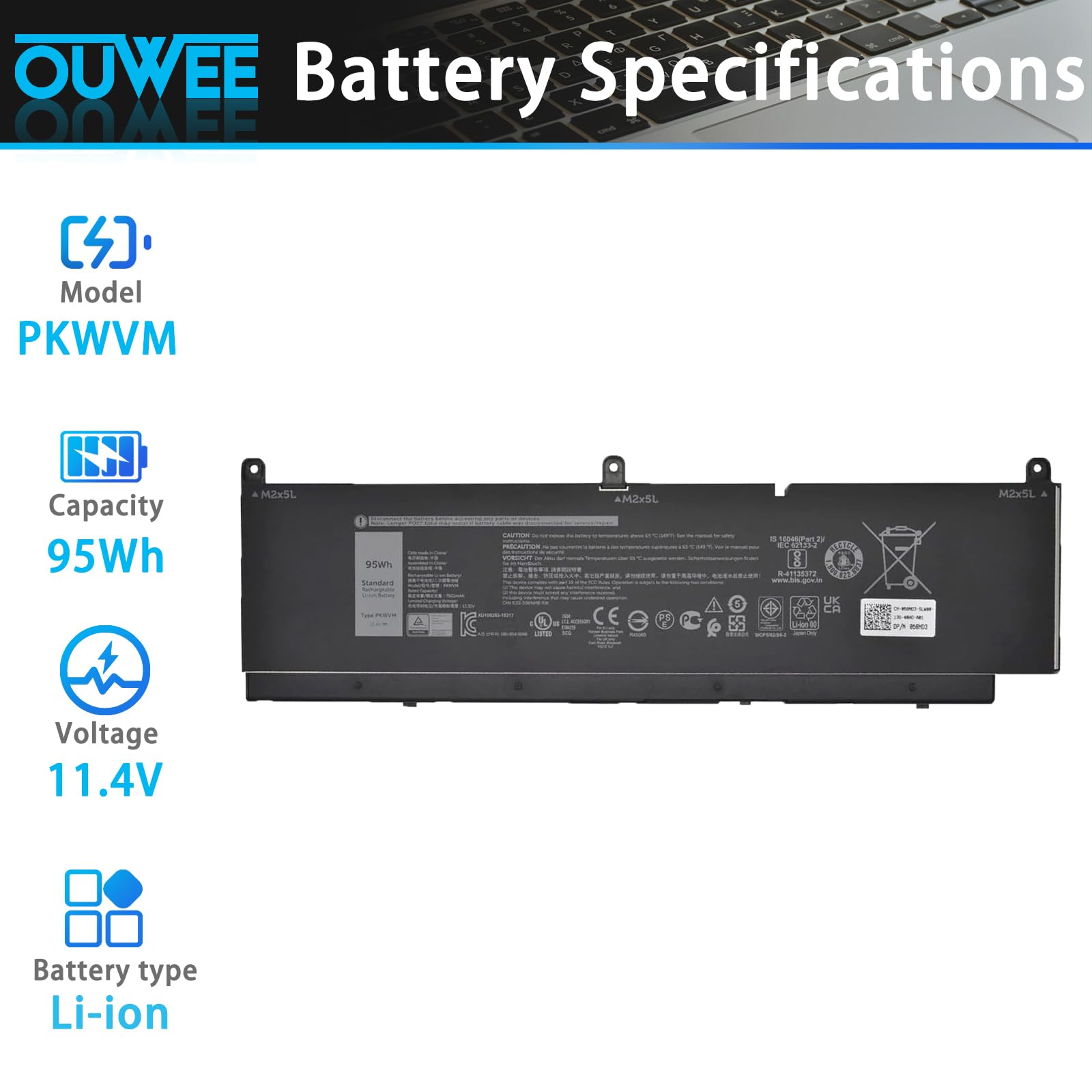 Amazon.com: OUWEE PKWVM Laptop Battery Replacement for Dell