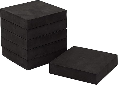 Stockroom Plus Almohadillas de goma para lavadoras y secadoras - 4 x 4 pulgadas, negro, paquete de 6 - Nivelación y estabilidad de lavadora -
