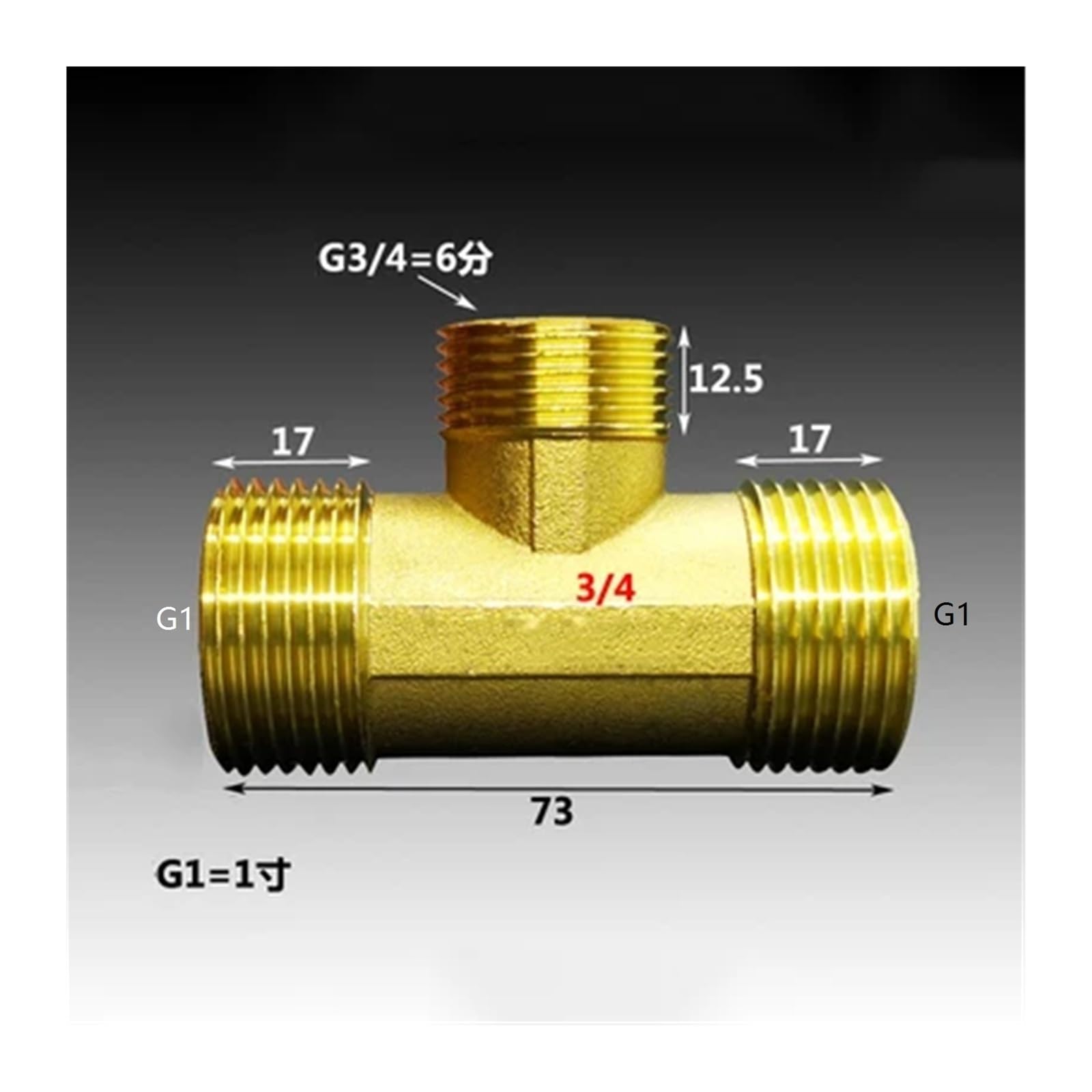 Conector de tubería en T reductor hembra y macho BSP, adaptador de acoplamiento de 3 vías(G1-G06-G1 Male)