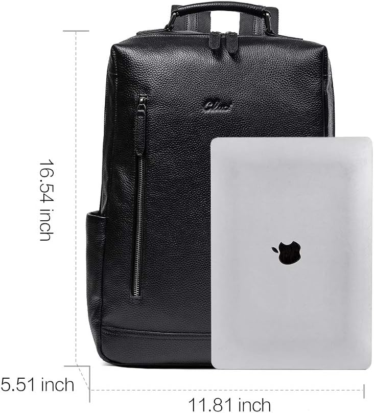 Review CLUCI Backpack for Men Genuine Leather 15.6 Inch Laptop Large Business Travel Computer Vintage Shoulder Bags with Luggage Sleeve Black