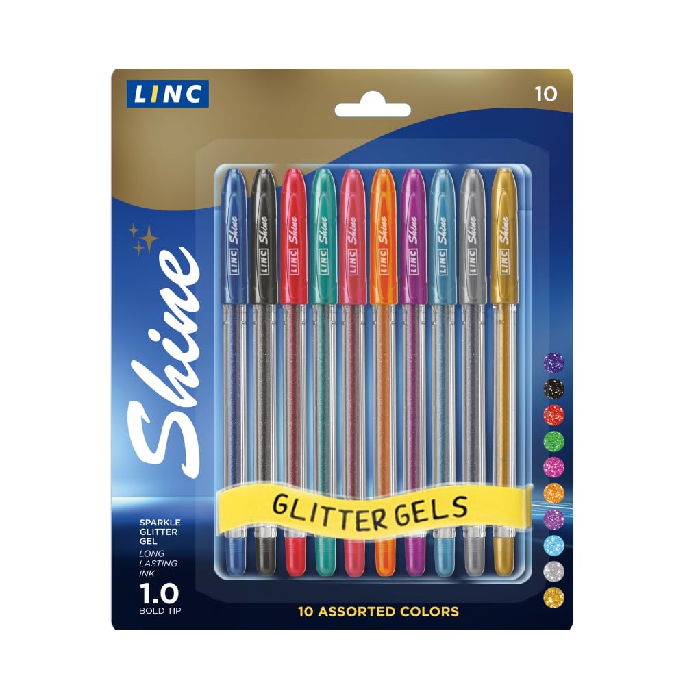 Linc Glitzer-Gelschreiber, 10 Stück, sortiert