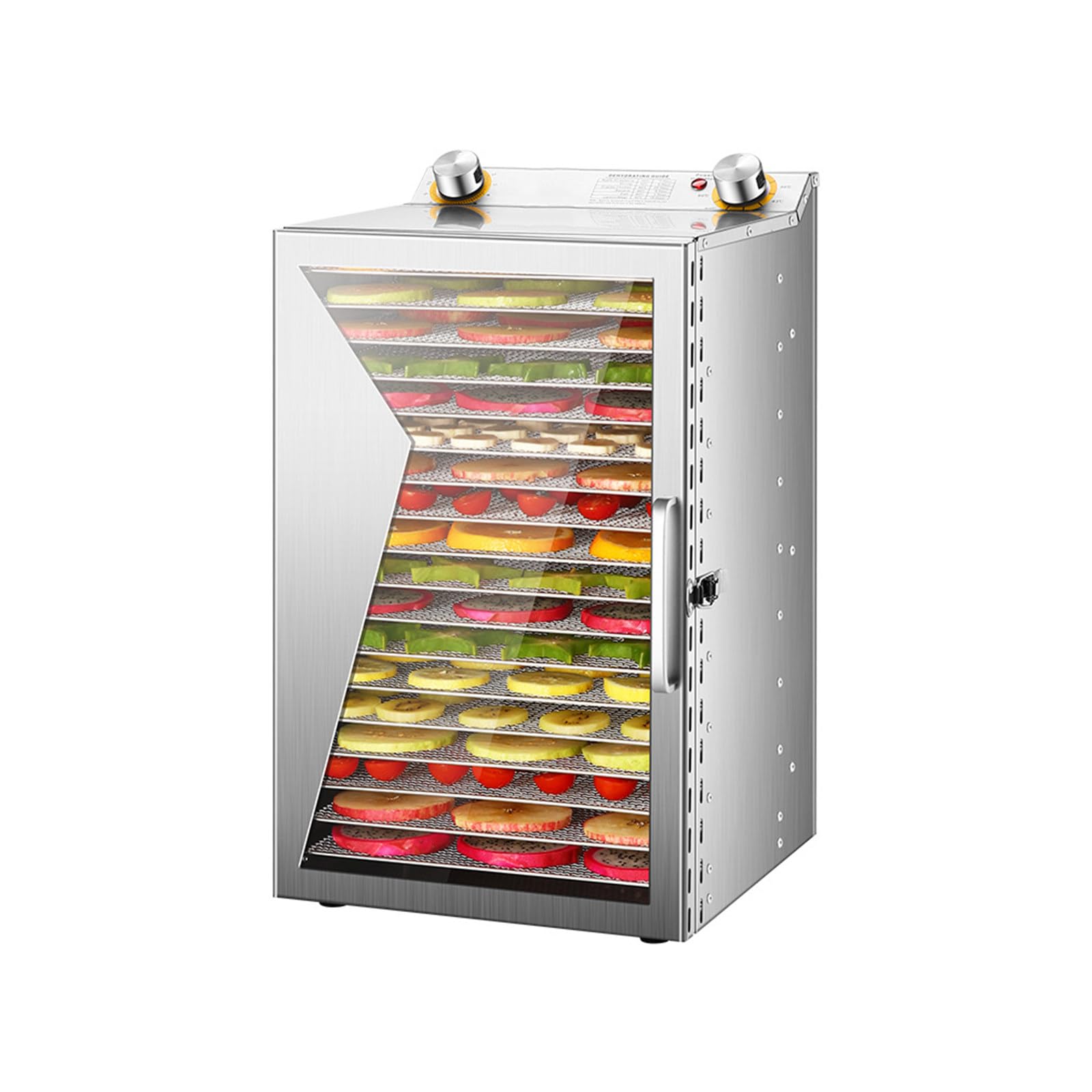 Essiccatore Alimentare, con 6-18 Griglie, per L’Essiccazione di Frutta, Verdura E Carne,Intervallo di Temperatura da 30º a 90ºc,Acciaio Inossidabile 18-Layer