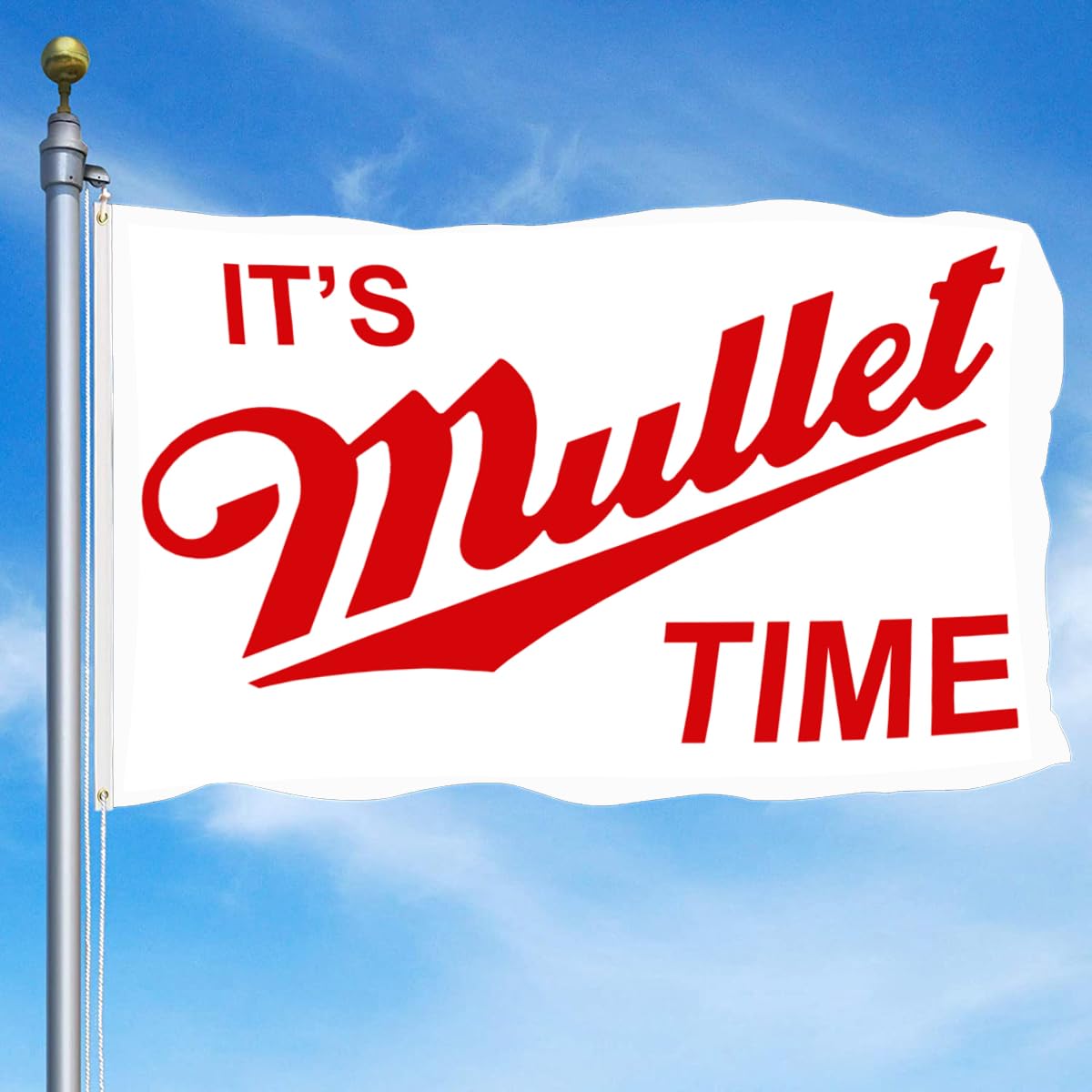 It's Mullet Time Flagge 90x150 Cm – Lustiges Party-Banner Für Innen & Außen | Aus Wetterfestem Polyester