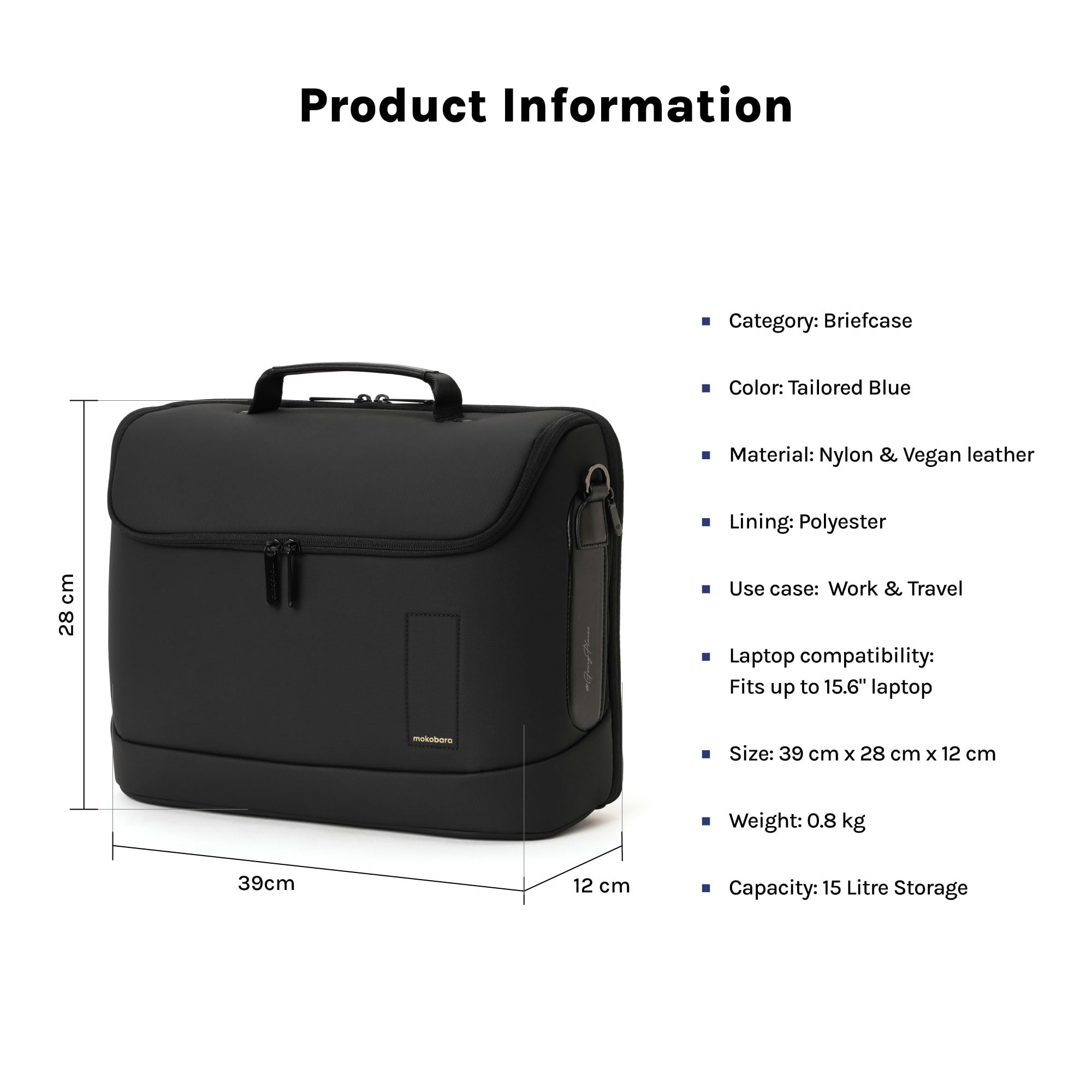 MOKOBARA Transit Briefcase 15.6 Inch Laptop Bag 15L Office Use — Amazon image 8