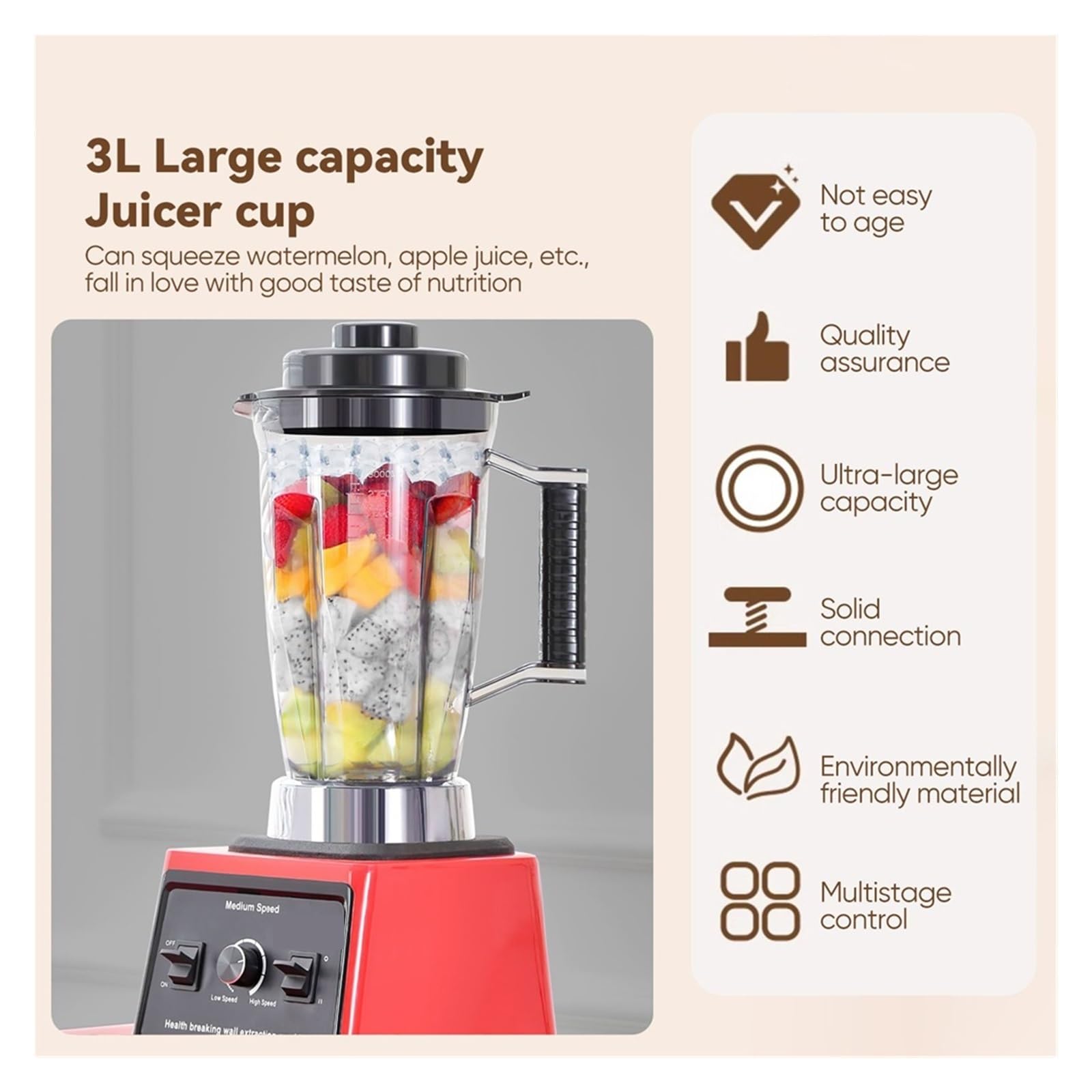 Blender Elektryczny 3 W 1 O Dużej Mocy 9500, Komercyjny Robot Kuchenny, Wyciskarka Do Koktajli Lodowych, Pojemnik L +,5 + 0 Pieczenie Bez WysiłKu