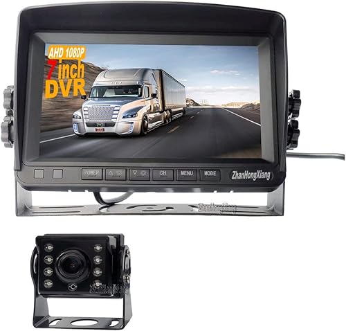 AHD 1080P RV cámara de respaldo de 7 pulgadas DVR sistema de monitor 12V24V, IP69 impermeable IR retrovisor retrovisor cámara con 4 pines 49.2 ft