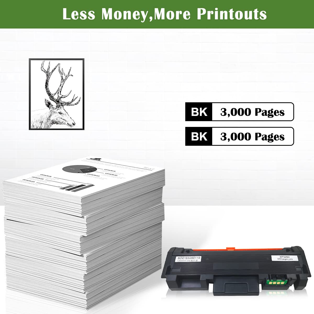 GREENPRINT 2 Black Compatibe Toner Cartridges 3260 3215 3225 3052 High Capacity 3000 Pages 106R02777 for Printers Xerox Phaser 3052 3260 3260DI 3260DNI Xerox WorkCentre 3215 3215NI 3225 3225DNI