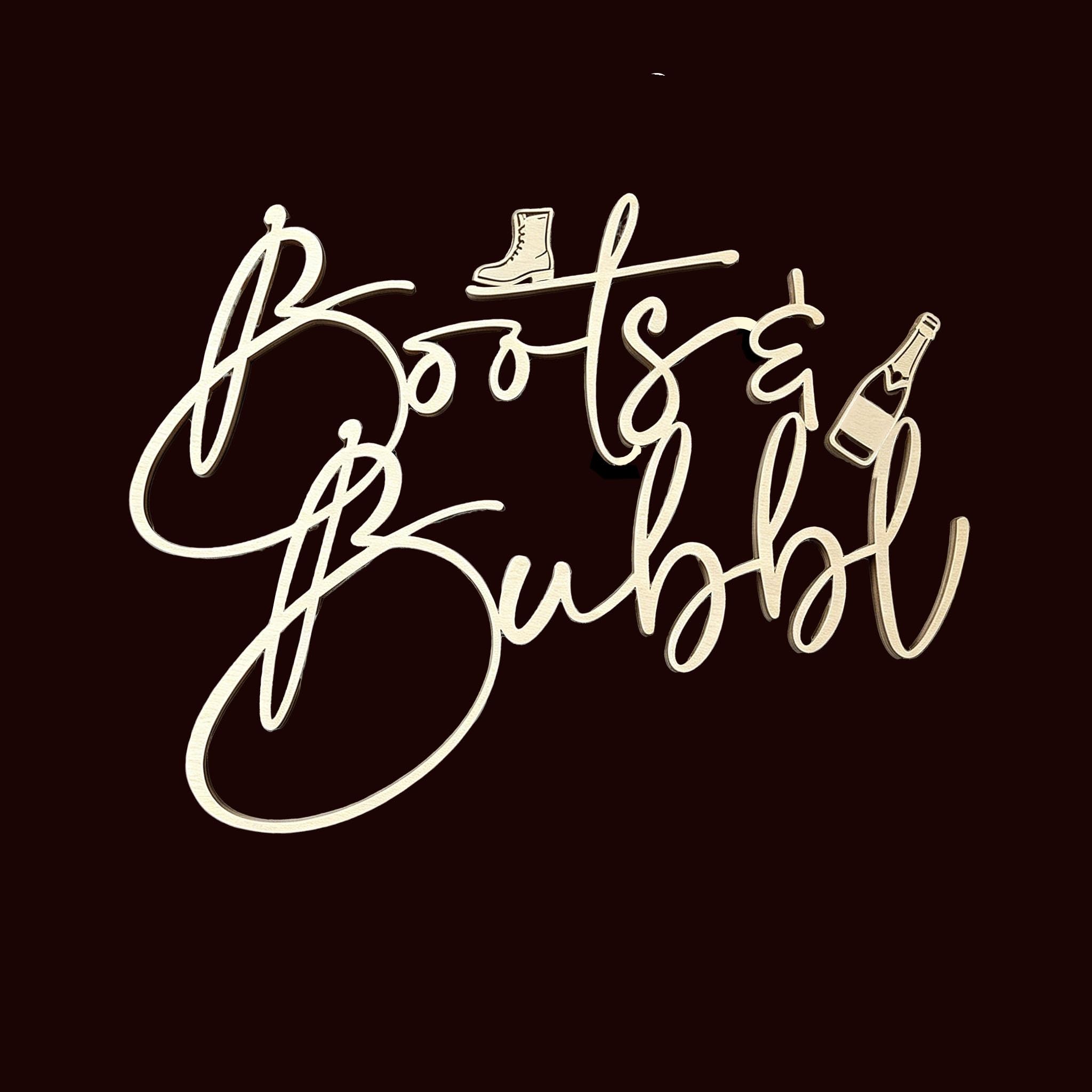 HQKJGSYX Wooden Boots and Bubbly Sign for Backdrop,Valentines Day Party Sign for Backdrop,Engagement/Wedding/Bridal Shower Party Decor for Bachelorette Party Wall Decorations Supplies Photo Booth Prop