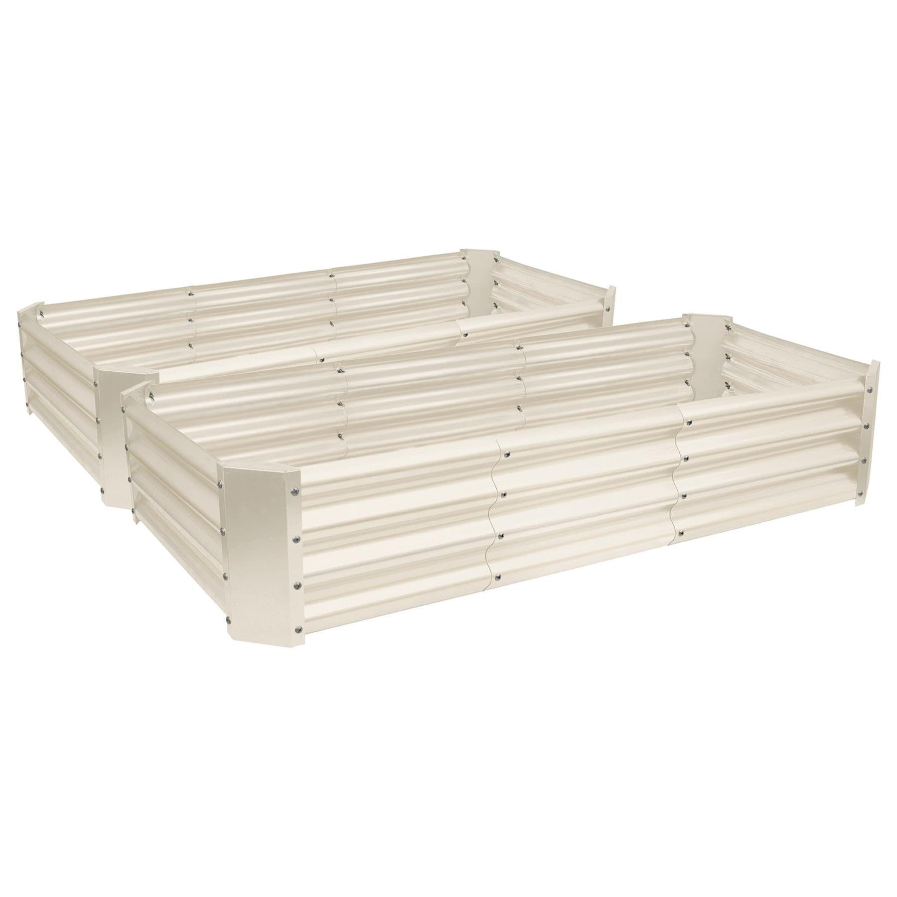 Harbour Housewares Raised Garden Bed - Ivory - 180 x 90cm - Rectangle - Pack of 2 - Bottomless Metal Raised Bed Galvanised Steel Planter Box for Growing Outdoor Plants, Vegetables, Flowers and Herbs