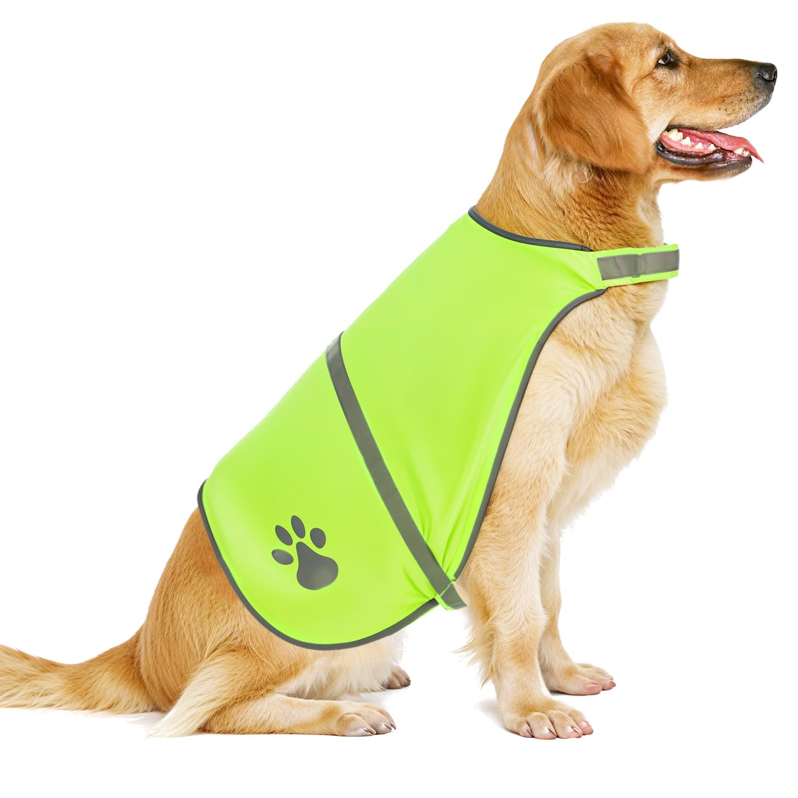 Abeillo Dog Reflective Vest Fluorescent High Visibility Jacket Adjustable Dog Safety Service Vest for Outdoor Activities Walking Hunting at Night (M,