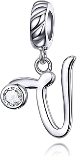 Ciondolo a forma di lettera dell'alfabeto, in argento Sterling 925, compatibile con braccialetti e collane europei