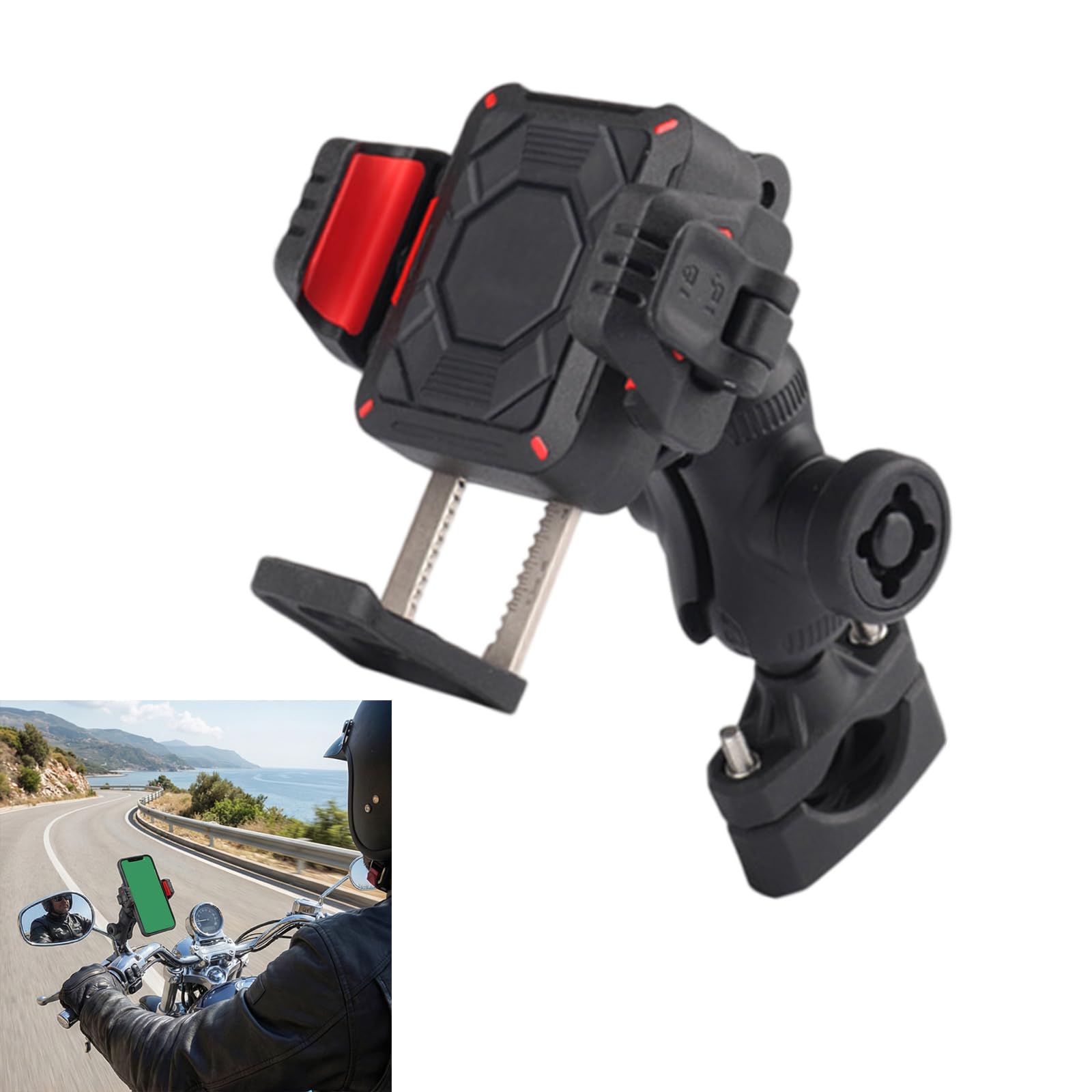 Supporto per telefono girevole a 360 gradi con design antifurto e smorzamento delle vibrazioni per una navigazione fluida Clip per telefono forte