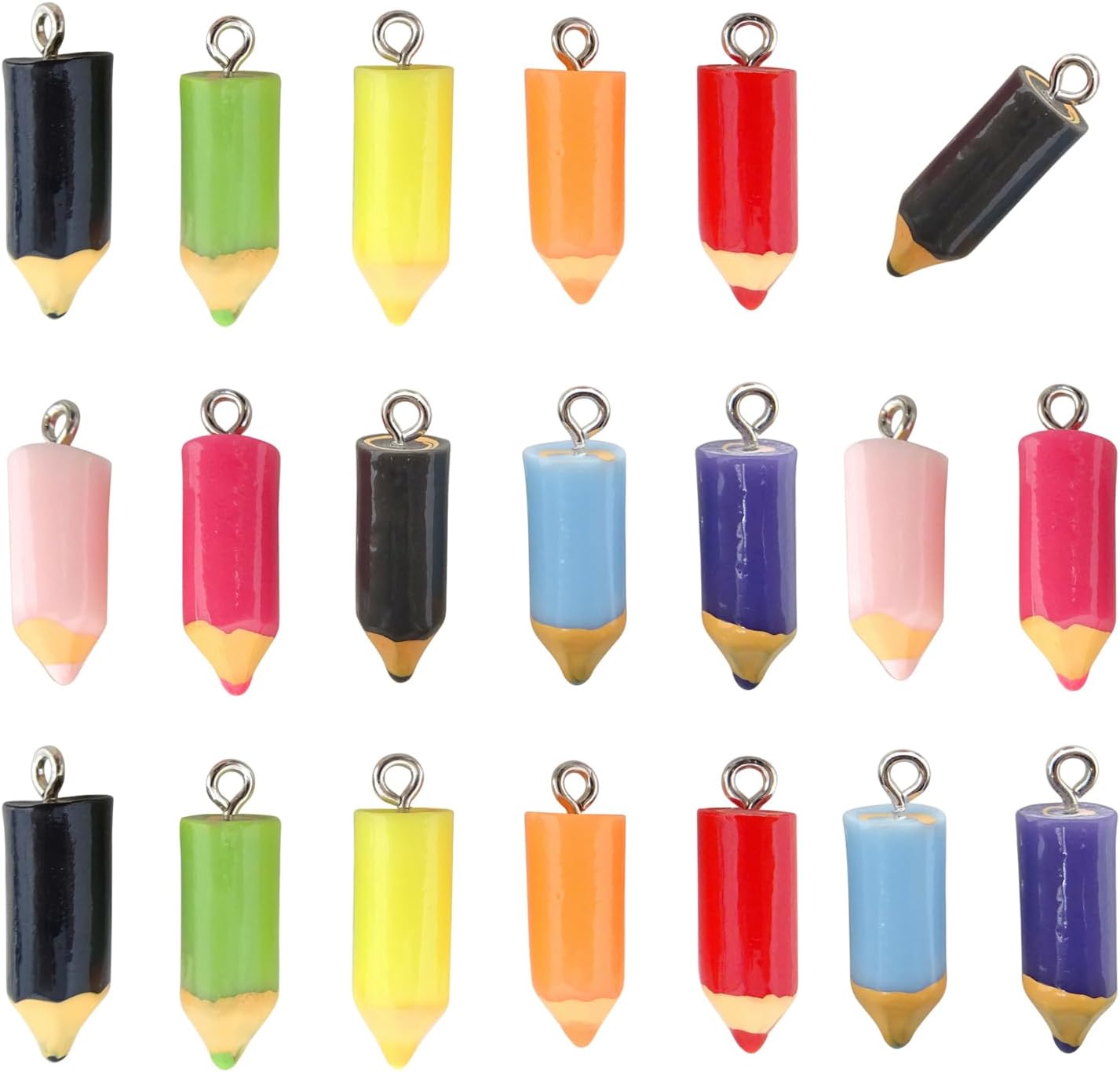 Honbay 20pcs Colorful Resin Pencil Charms Pendant for Earrings, Bracelets, Necklaces, Jewelry Making, DIY Crafts