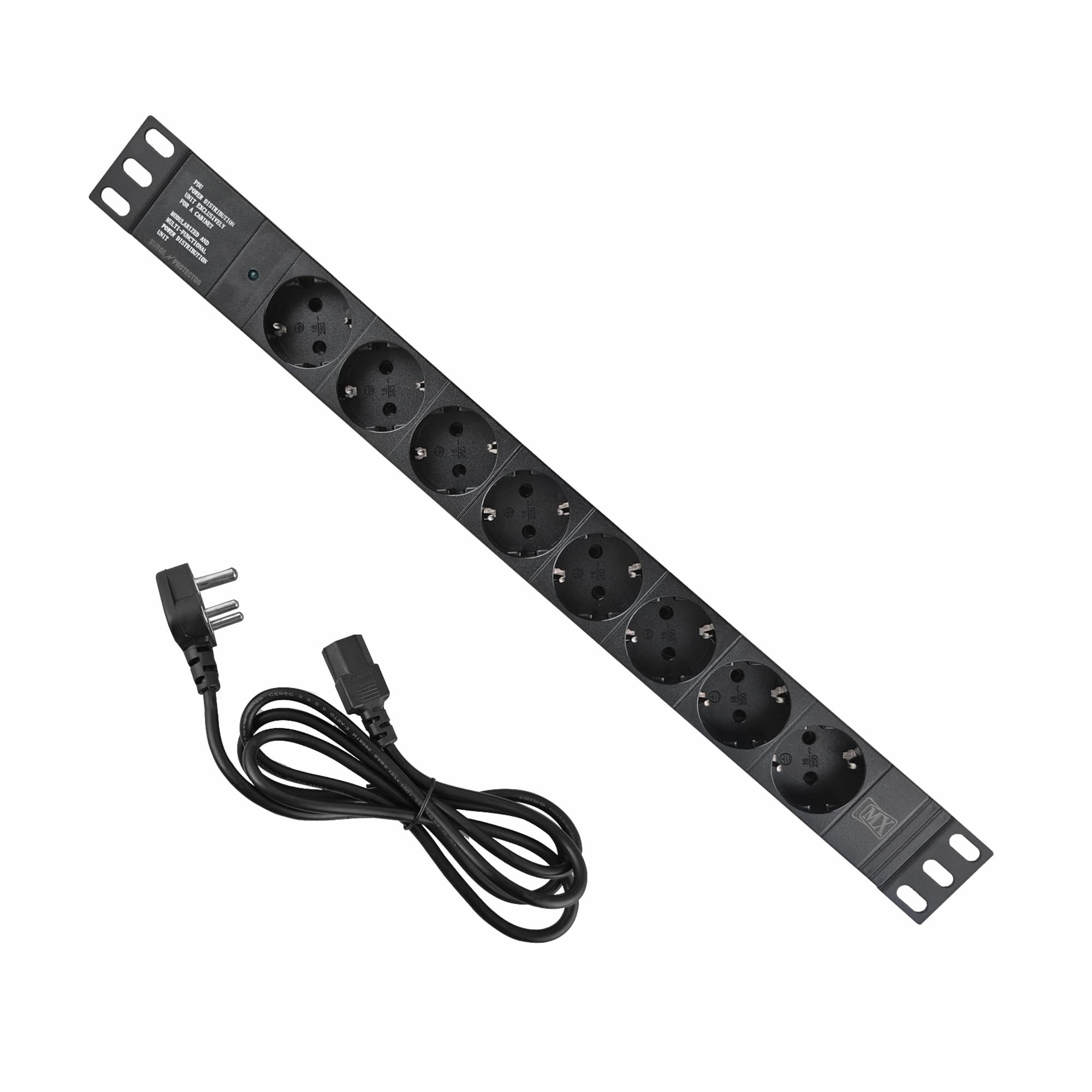 MX 8 Outlets Spike Protector German Schuko Socket of 16 Amp - Wall/Rack Mount.-picture-16