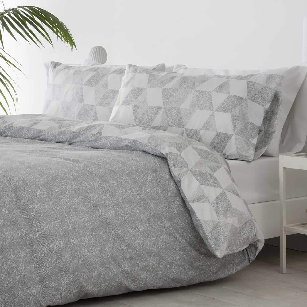 COTTON ARTean Funda Nórdica Reversible Cama 180 CUDILLERO gris Cierre Botones. Microfibra cepillada. Funda edredón 260x240 + 2 fundas almohada