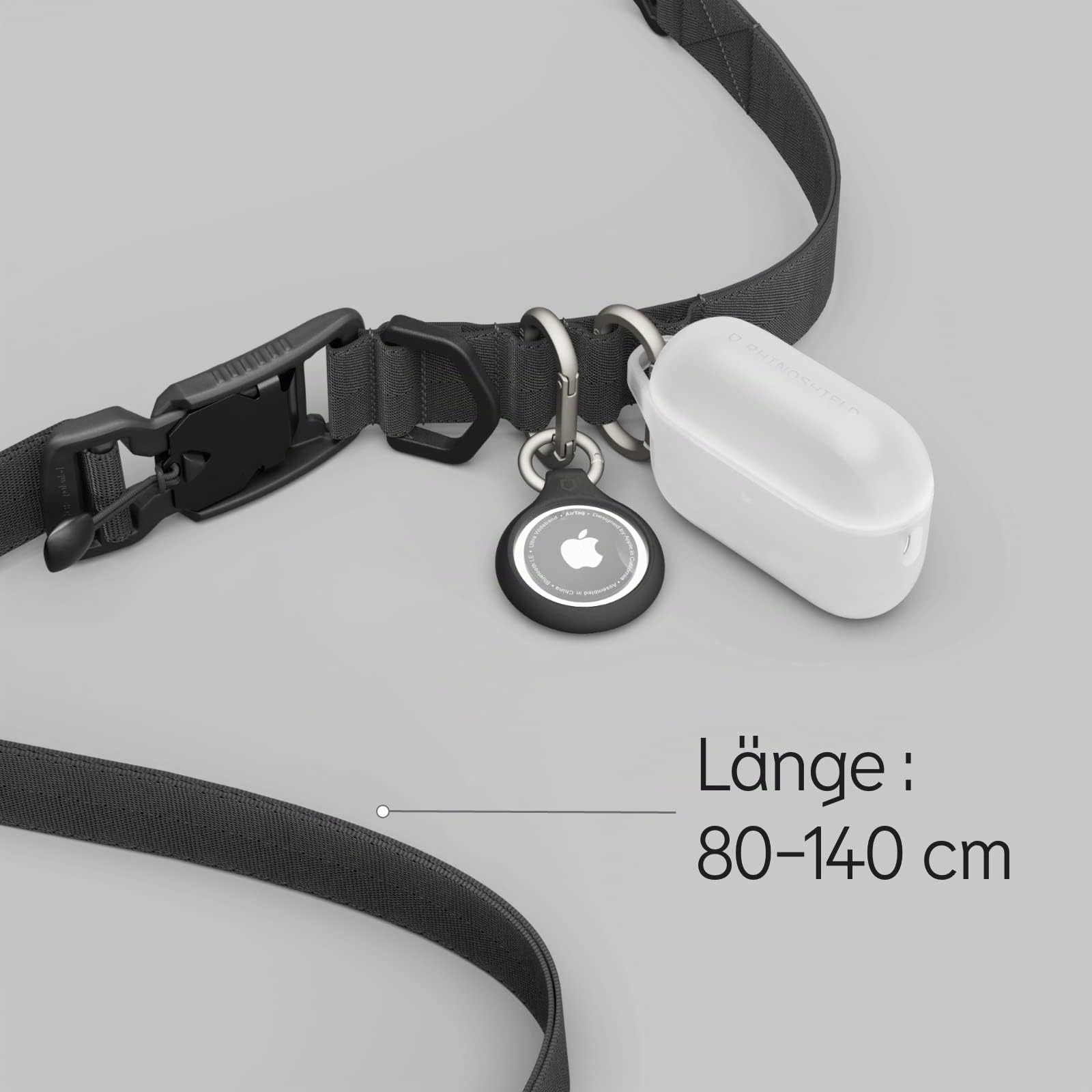 RHINOSHIELD Lanyard Gurtband | Magnetschnalle, verstellbare Länge, zusätzliche Schnallen zum Aufhängen von Zubehör wie Airpods, 25 mm Gurtband für maximalen Komfort (inklusive Adapter)