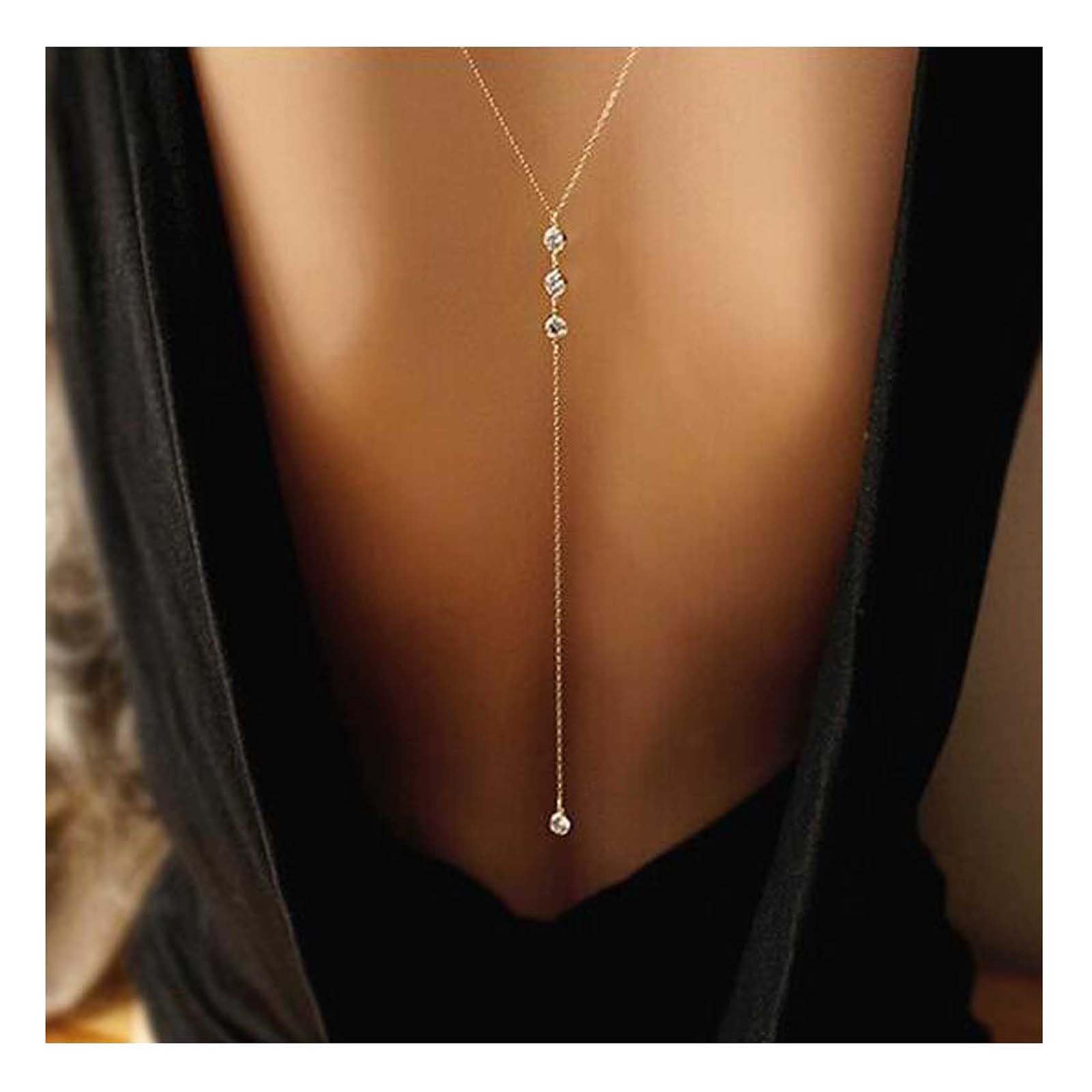 Dervivea Boho Collar De Cristal De Nuevo Collar Largo Cz Telón De Fondo De Oro De Cristal Lariat Y Collar De Diamantes De Imitación De Nuevo Collar De Cadena Larga Cz Joyería De La Cadena(Estilo 1)