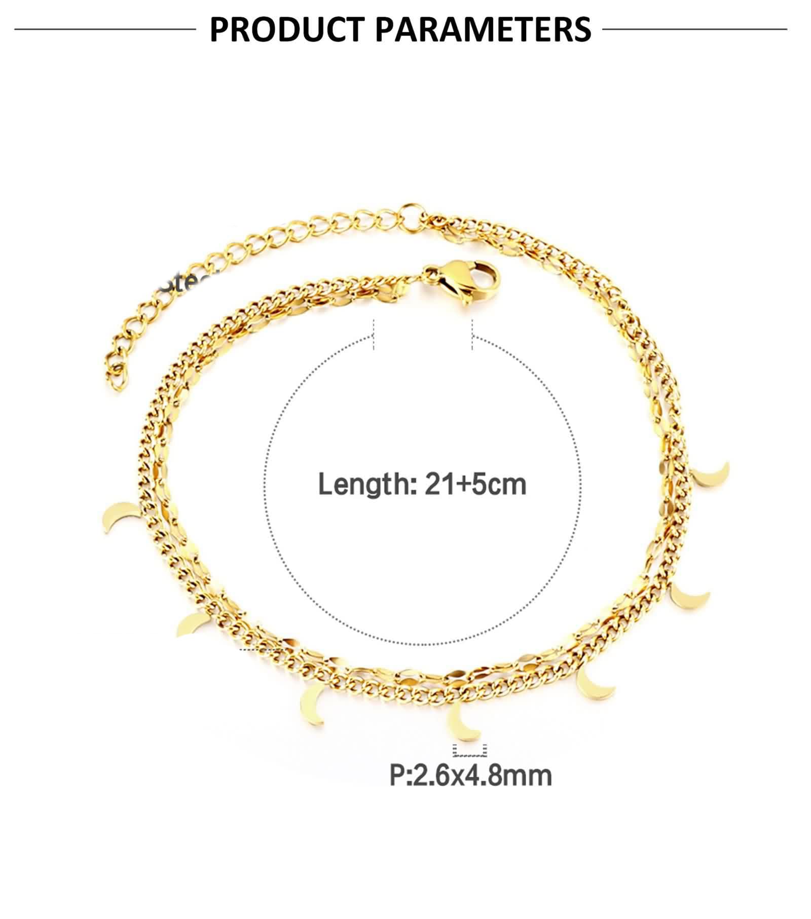 585 oro pie joyas mujer 26 cm, oro amarillo de 14 K, doble cadena con mood tocado boho verano descalzo playa joyas para mujer