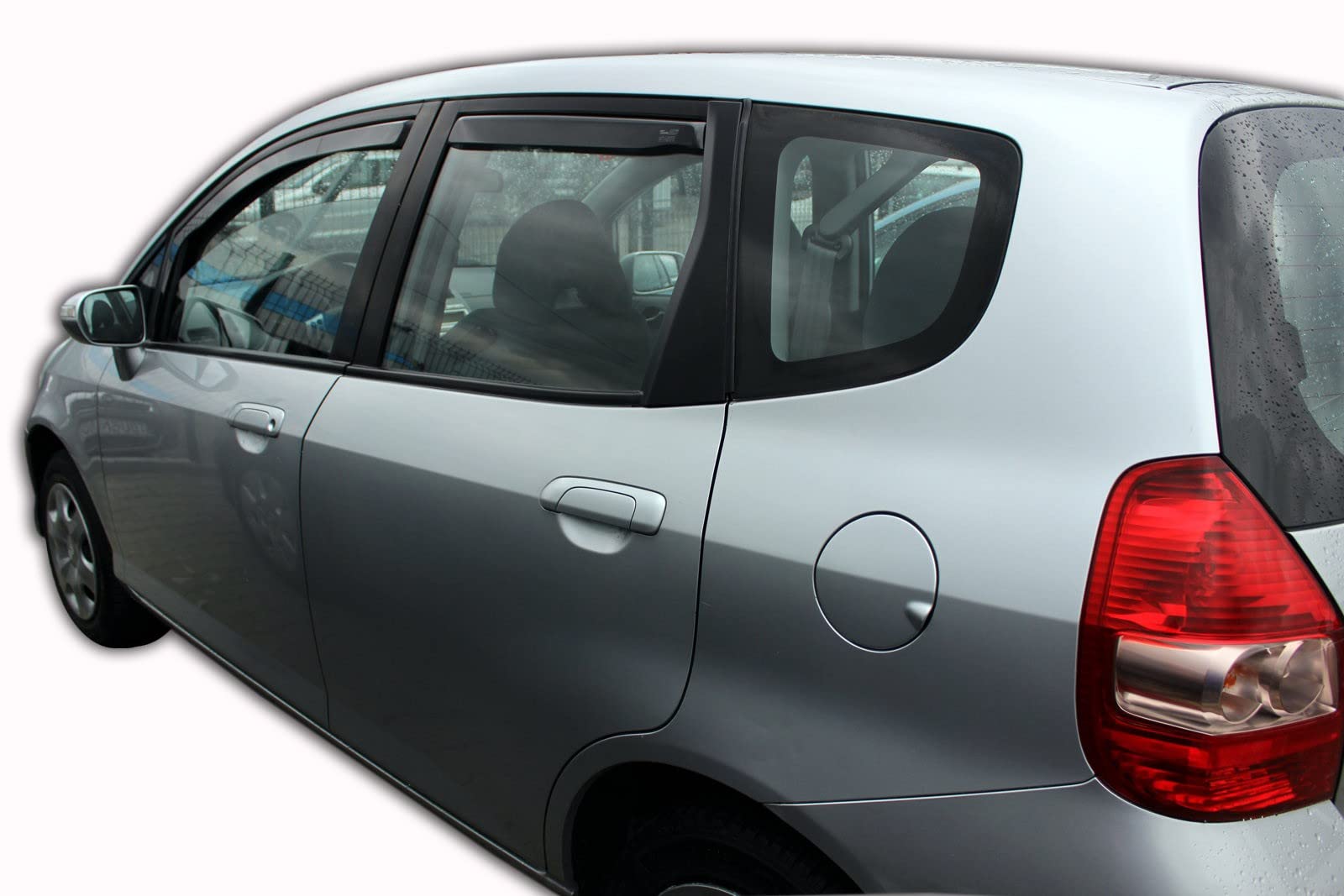 J&J AUTOMOTIVE Windabweiser passend für Honda Jazz 5-Türer 2001-2008 4tlg, Heko Regenabweiser Vorne Hinten Getönt Dunkel Passform
