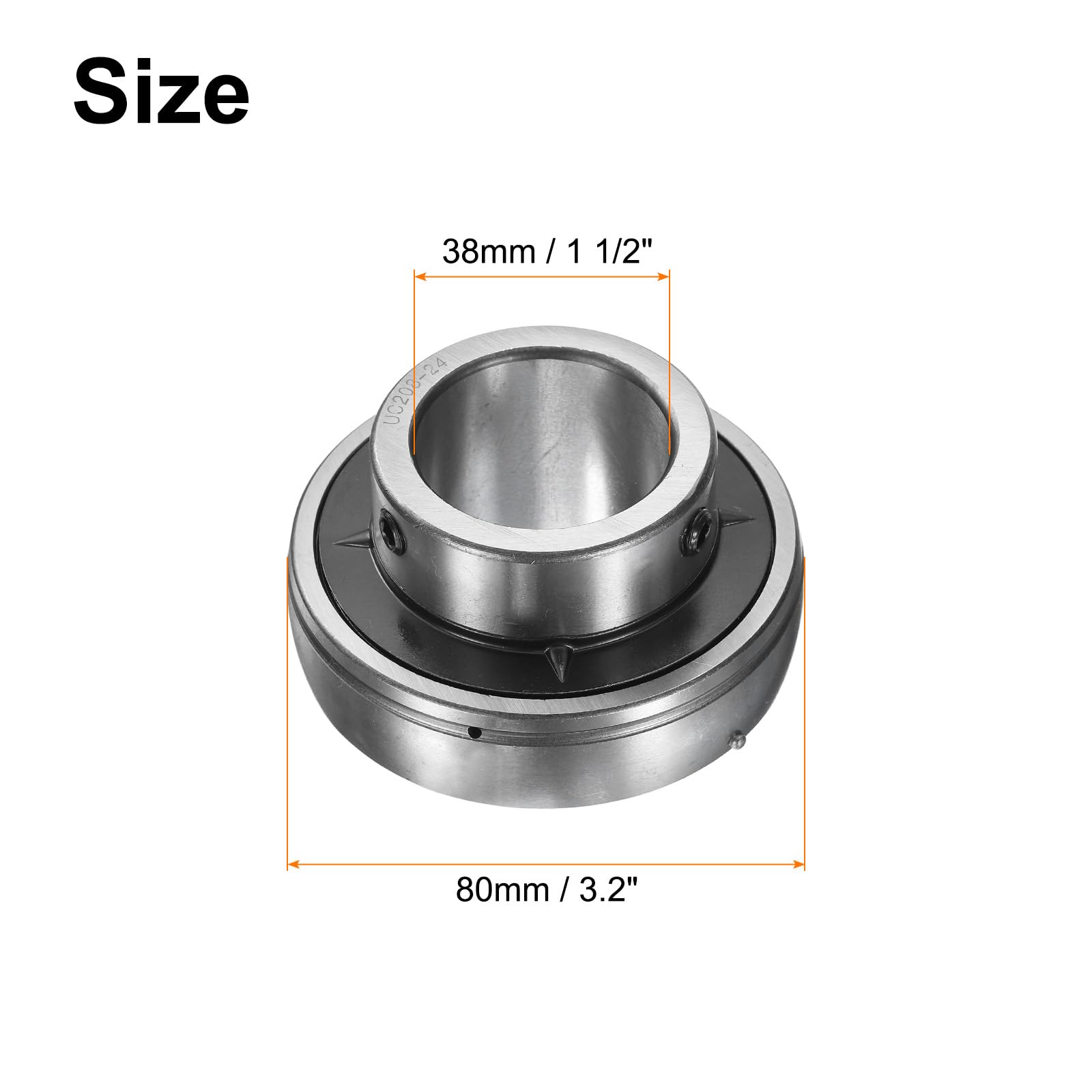 QUARKZMAN 2Pcs UC208-24 Roulements à Semelle de 1-1/2" en Acier Chromé (Gcr15) Logement de Roulement Monté Sur Bride avec Clé