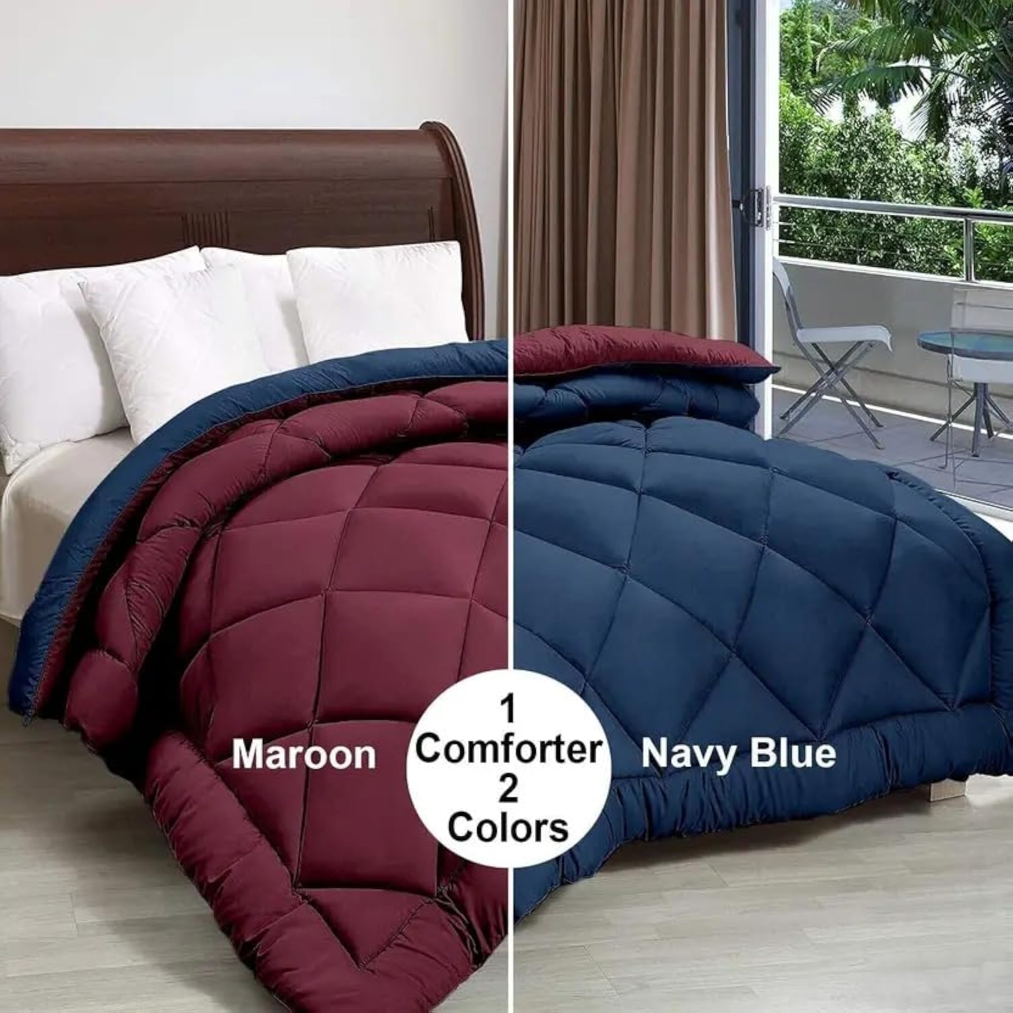 Ultra-Soft Single Bed Comforter, Lightweight Poly-Cotton Reversible Blanket