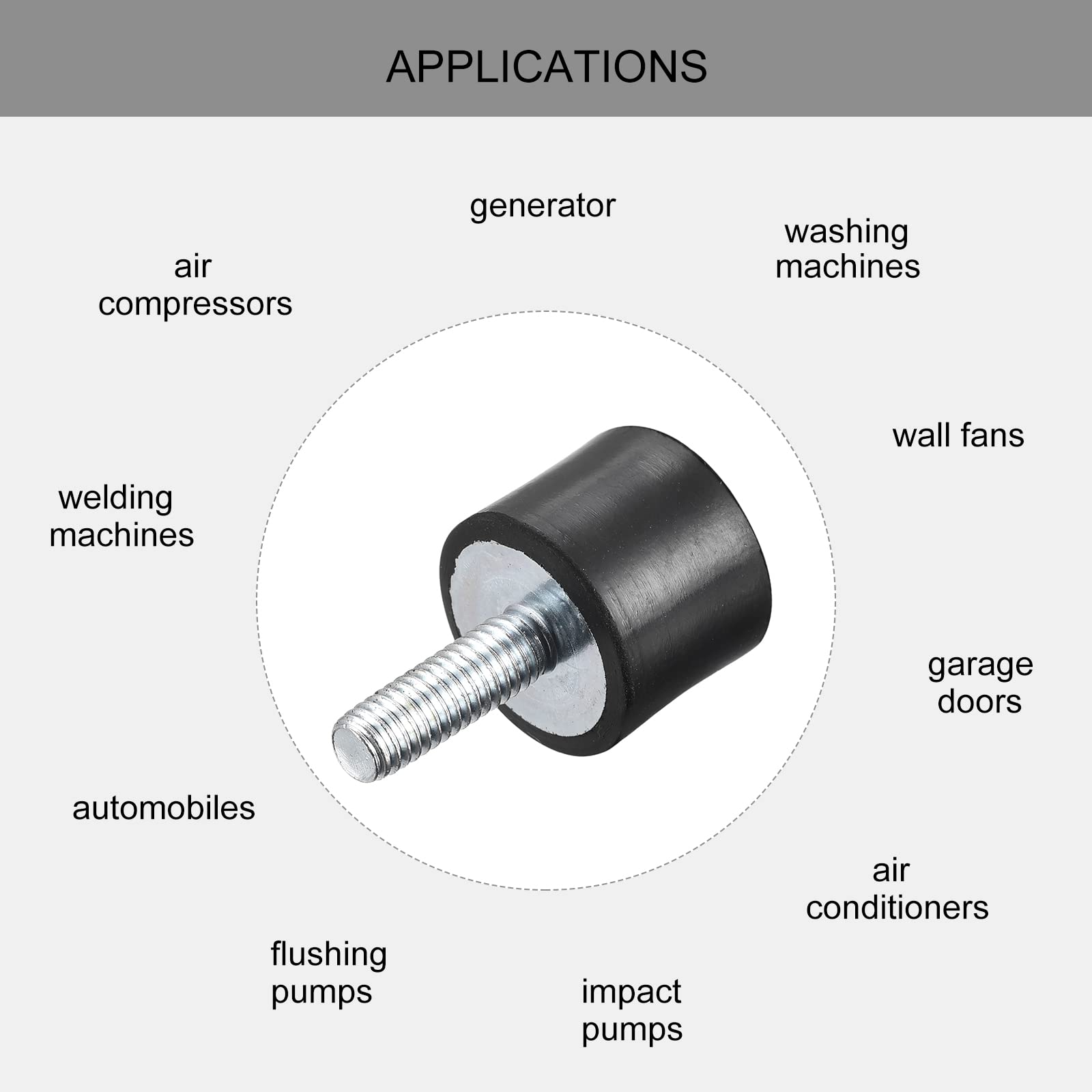 uxcell Rubber Mounts 8pcs M6 Male/Female Vibration Isolator Shock Absorber D20mmxH15mm — Amazon image 4