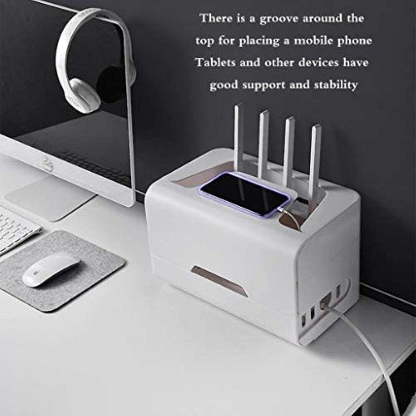 Pudełko do przechowywania routera, pudełko do przechowywania routera, uchwyt routera wi-fi, półka dekodera, wspornik na akcesoria telewizyjne, router wi-fi, pudełko TV, dekoder routerów