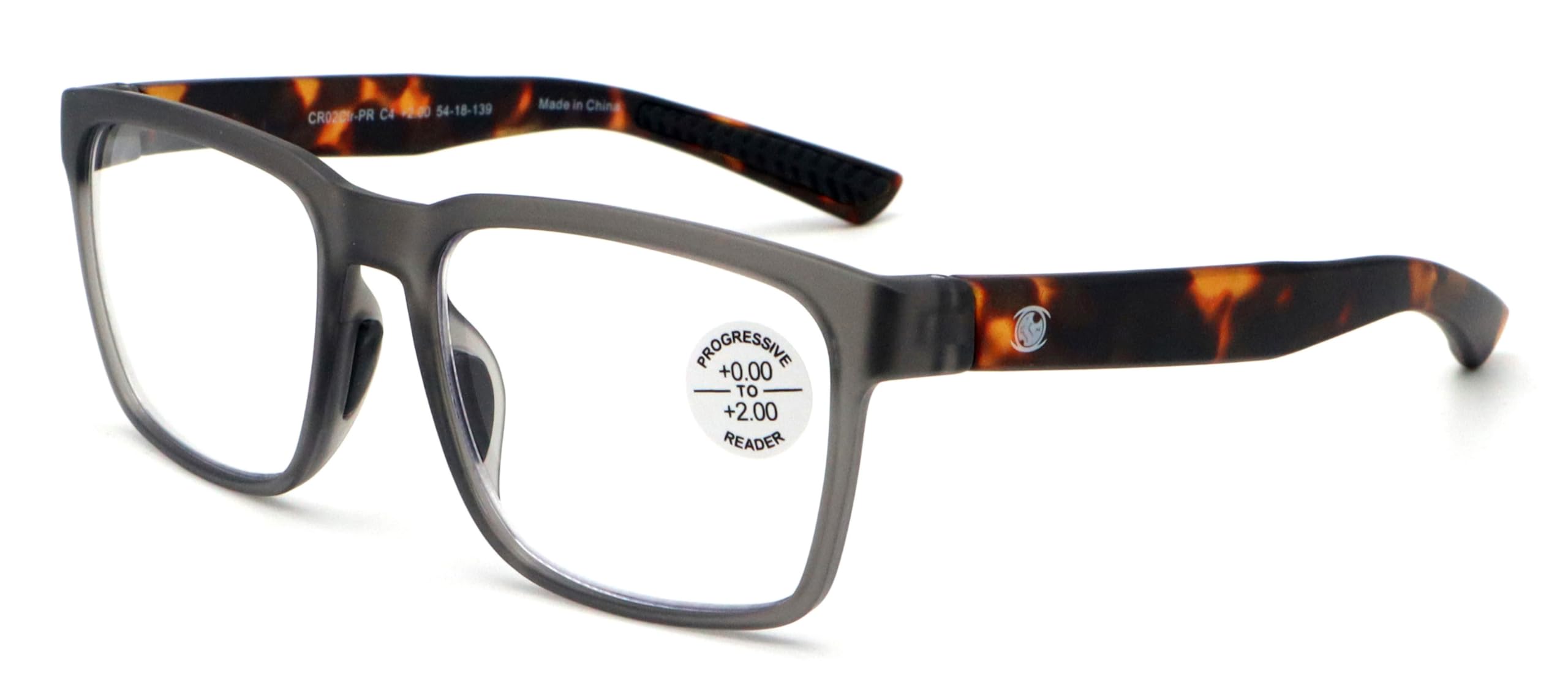 V.W.E. Men Progressive Reading Glasses No Line Clear on Top Bifocals Reader - Rectangular Matte Sport