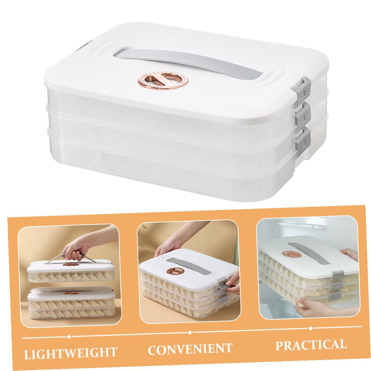 VALICLUD Boîte de Rangement pour Raviolis à Couches avec Couvercle Boîte Hermétique pour Réfrigérateur et Congélateur Compacte et Résistante pour Maison Blanc Réutilisable