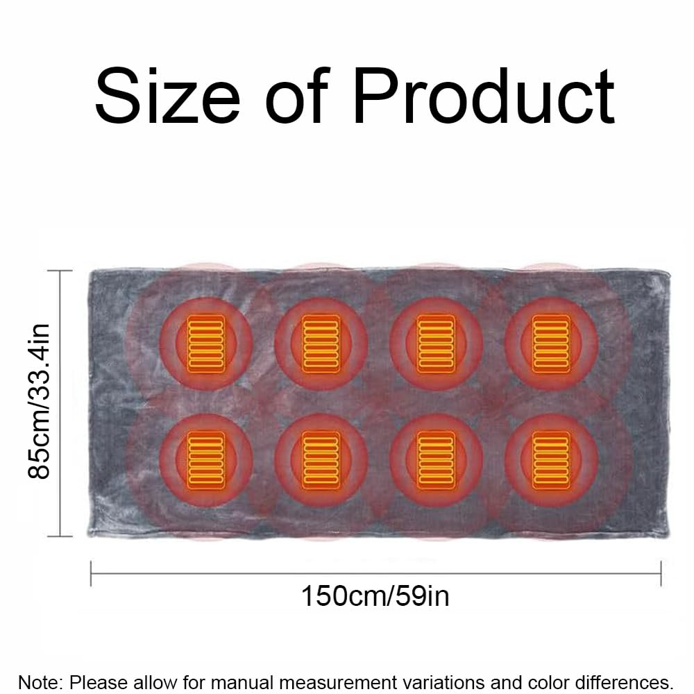 SagaSave 2 mantas térmicas eléctricas, 150 x 85 cm, 3 ajustes de calor, calentamiento de cuerpo completo, manta de calefacción USB para sofá, cama, uso en la oficina