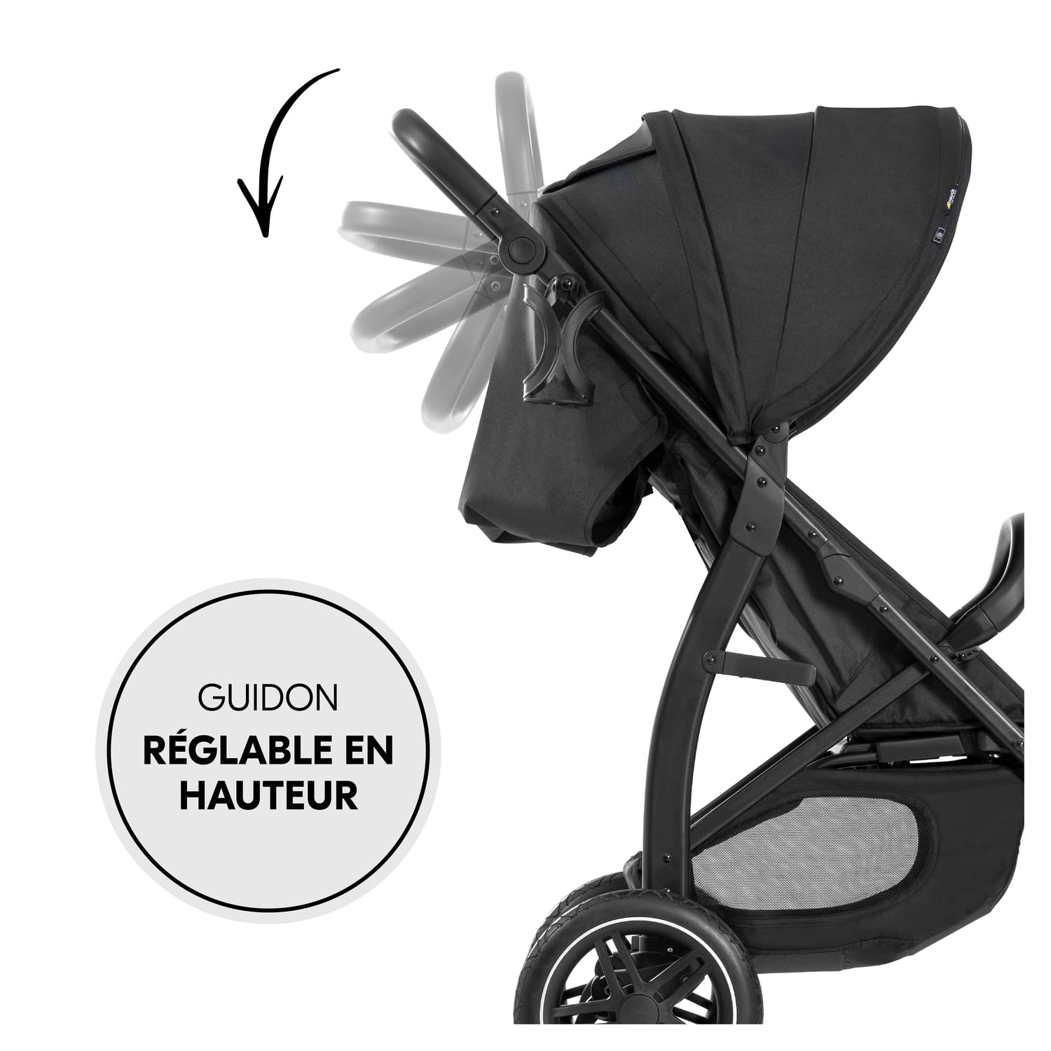 hauck Poussette Canne Rapid 4D Air, de la Naissance à 22 kg, Inclinable, Roues Pneumatiques à l'Arrière, Roues Caoutchouc à l'Avant, UPF 50 +, Hauteur Réglable, Panier jusqu'à 3 kg, Noir