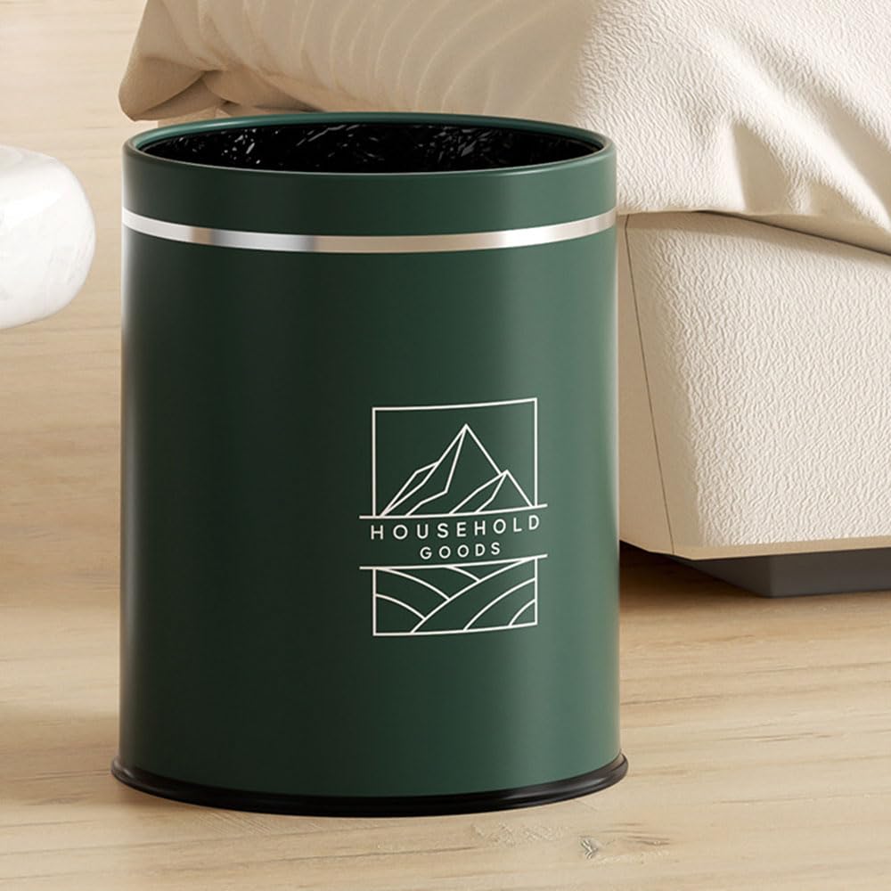IEWPlastic Trash Can,16L Round Waste Bin, Large Capacity Rubbish Container Dustbin for Home Restaurant, Office Waste Paper Basket, Garbage Can for Kitchen/Bedroom/Living Room/Bathroom (Green)