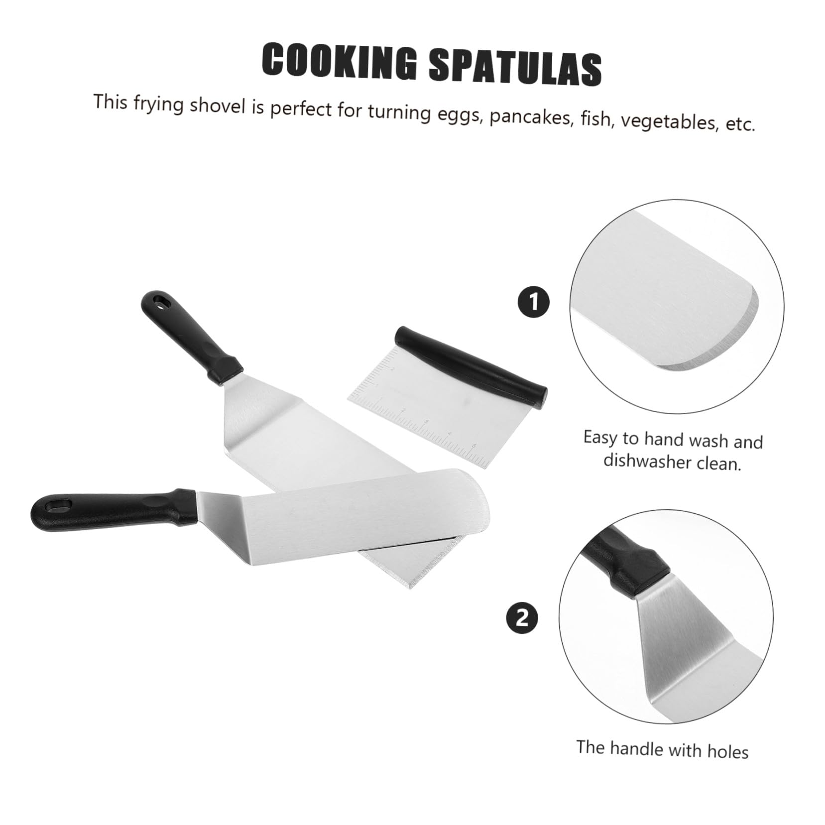 Spatule de Cuisine Acier Inoxydable avec Manche Antidérapant Ustensile Polyvalent pour Barbecue Plancha et Pâtisserie Adaptée Maison et Restaurant