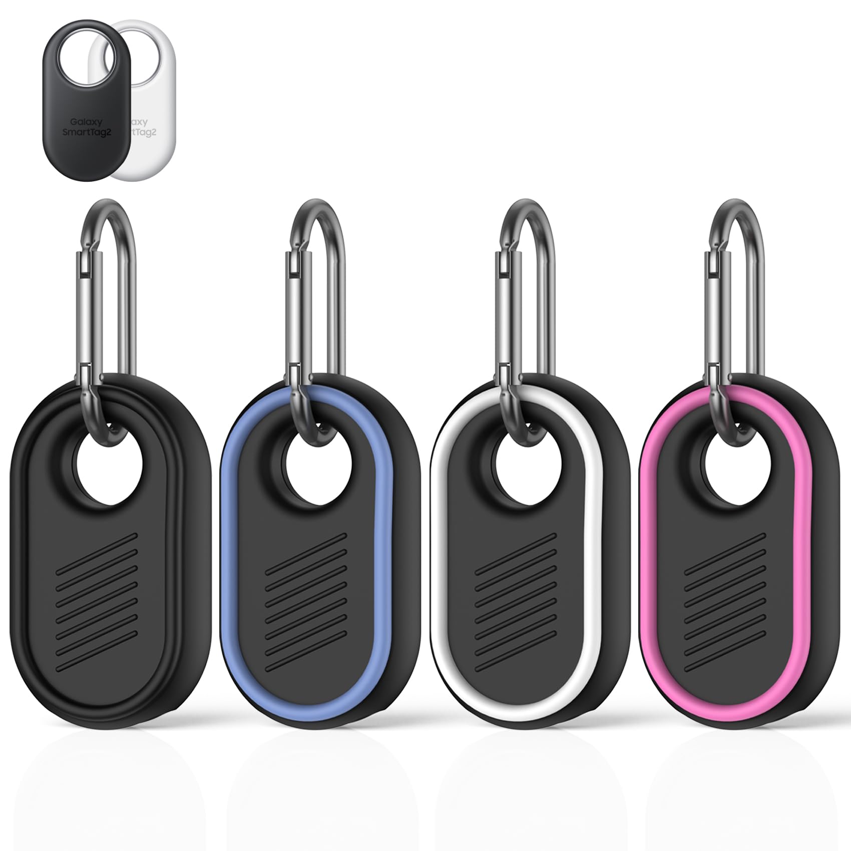 [4 Pack] Compatible with Samsung Galaxy SmartTag2 Case, Soft Silicone Case for Samsung Smart Tag 2 Holder Full-Body Protection Anti-Lost and Drop