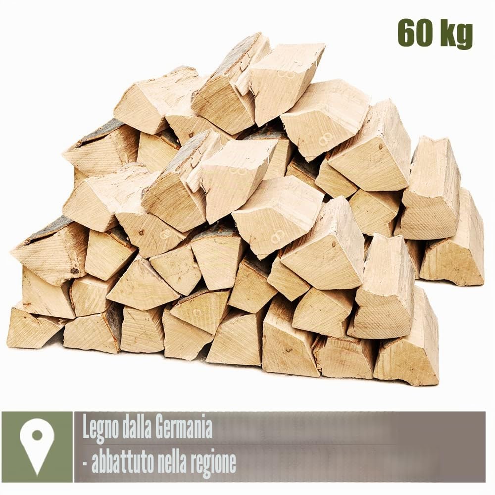 Legna da Ardere 60 kg Per Stufa e Camino Braciere Griglia Cestello per il Fuoco Ceppi 25 cm Kingpower