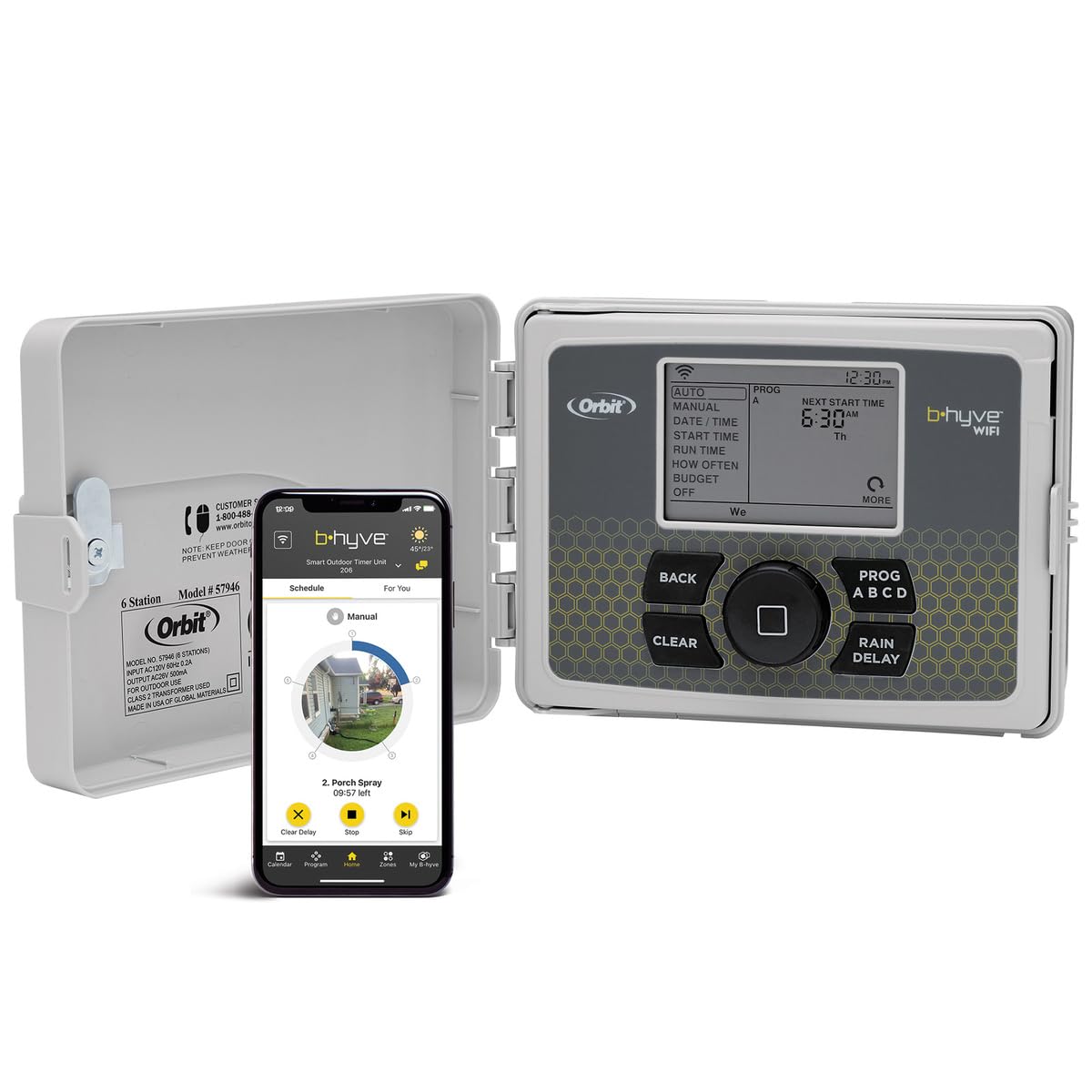 Photo 1 of Orbit B-hyve Smart Indoor/Outdoor Sprinkler Controller - 6-Zone - App Controlled Smart Controller with Custom Irrigation Schedules - Weatherproof Multi-Zone Sprinkler System - 57946