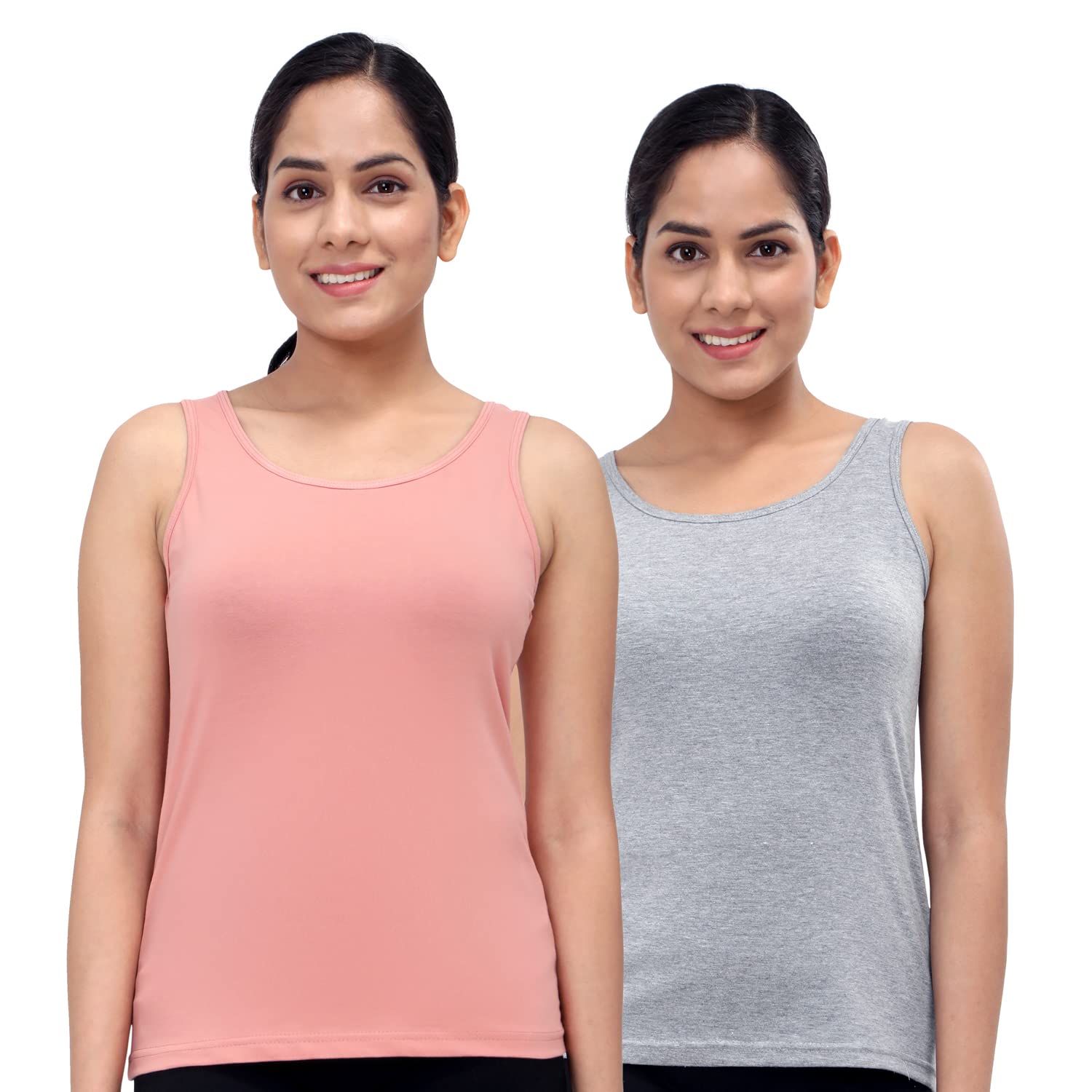 sillysally Pack of 2 Solid Girls Vests with Stretchable Fabric Fabric-picture-28
