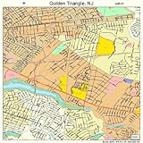 Large Street & Road Map of Golden Triangle, New Jersey NJ - Printed poster size wall atlas of your home to