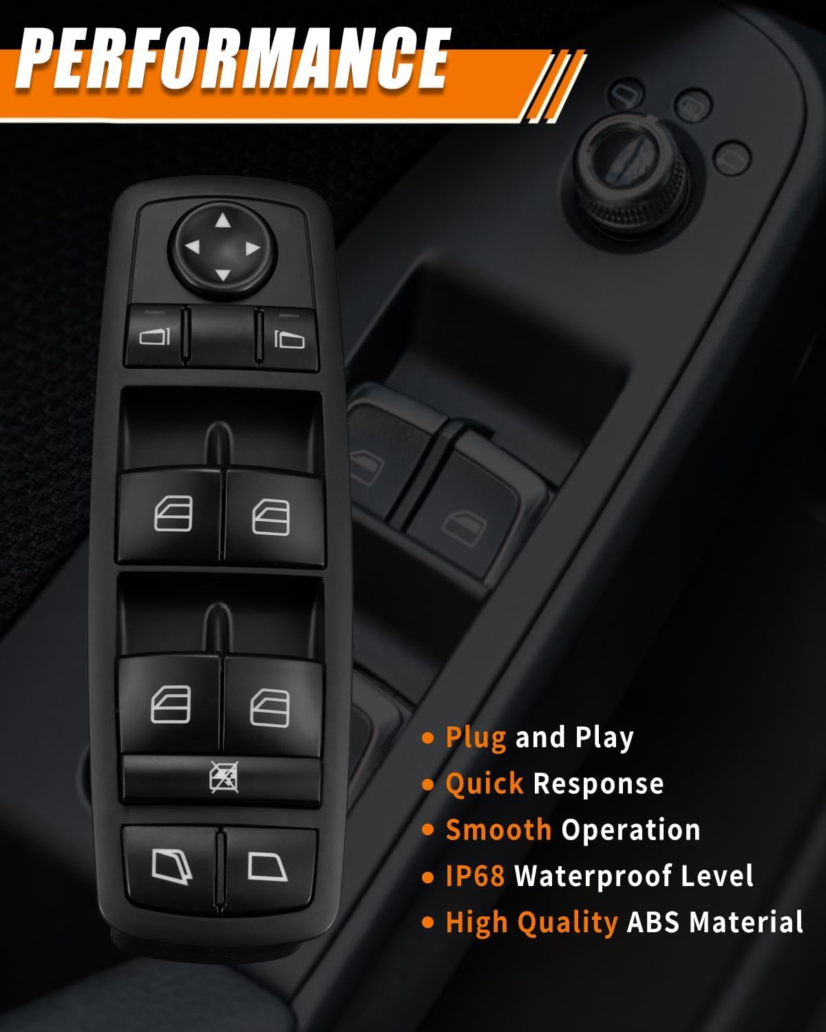 2518300190 Master Front Left Side Window Switch Fit for:-Mercedes-Benz GL320 GL350 GL450 GL550 ML320 ML350 ML450 ML500 ML550 ML63 AMG 2006-2012 (1 Pack)