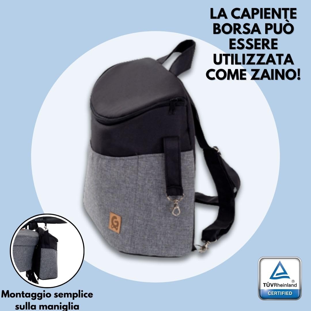 GaGaDumi Boston Passeggino Trio 3 in 1 Carrozzina Passeggino Seggiolino Auto Sistema Viaggio Completo Nero