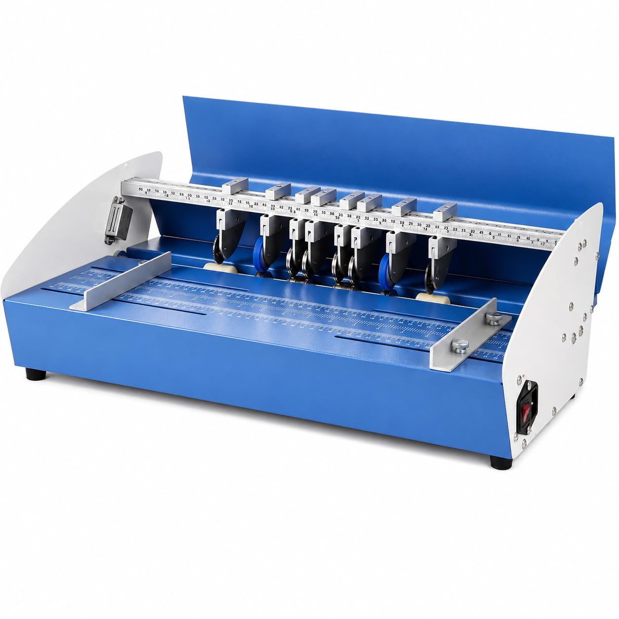 Maszyna do bigowania papieru, 3 w 1, perforator i frez, szerokość 460 mm, regulowana głębokość zagnieceń, podwójne boczne prowadnice do szybkiej wymiany matrycy
