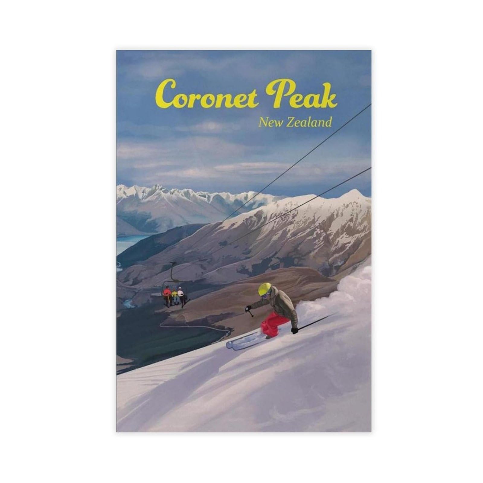QGVBGF Coronet Peak Ski Resort Poster Canvas Poster Bedroom Decor Landscape Office Room Decor Gift 08x12inch(20x30cm)